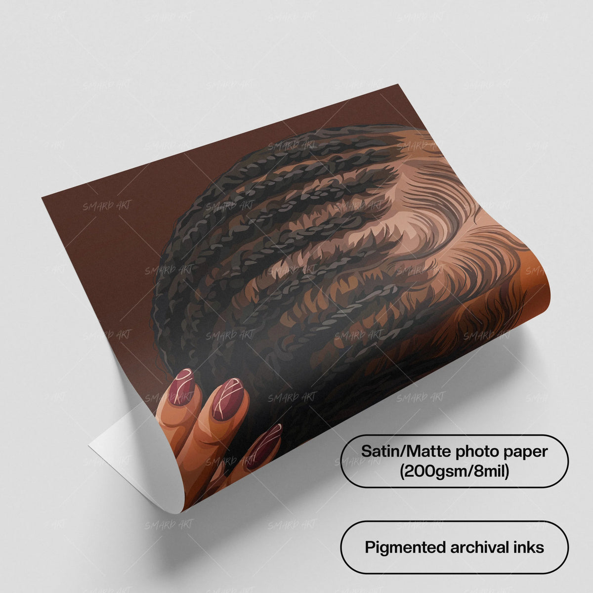 Slick Edges-wall art print featuring decorative artistic design suitable for living rooms, offices, and schools by SmardArt. Elevate your space with Black wall art that speaks to culture, identity, and creativity. At Smard, we celebrate artistry made with melanin, bringing powerful and inspiring designs to life.