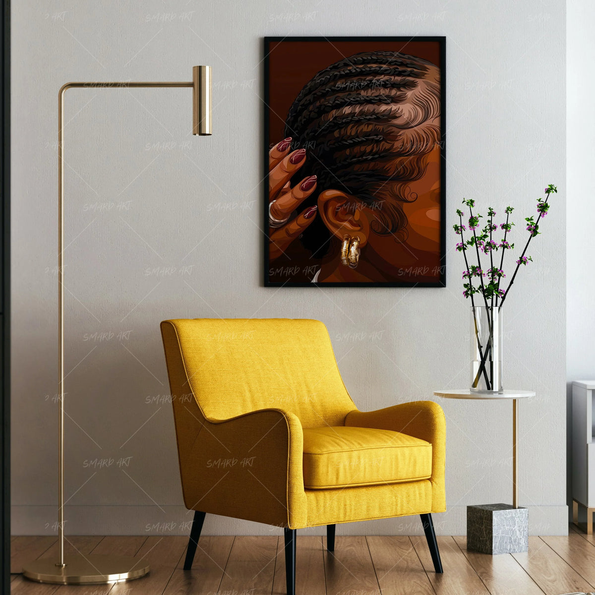 Slick Edges-wall art print featuring decorative artistic design suitable for living rooms, offices, and schools by SmardArt. Elevate your space with Black wall art that speaks to culture, identity, and creativity. At Smard, we celebrate artistry made with melanin, bringing powerful and inspiring designs to life.