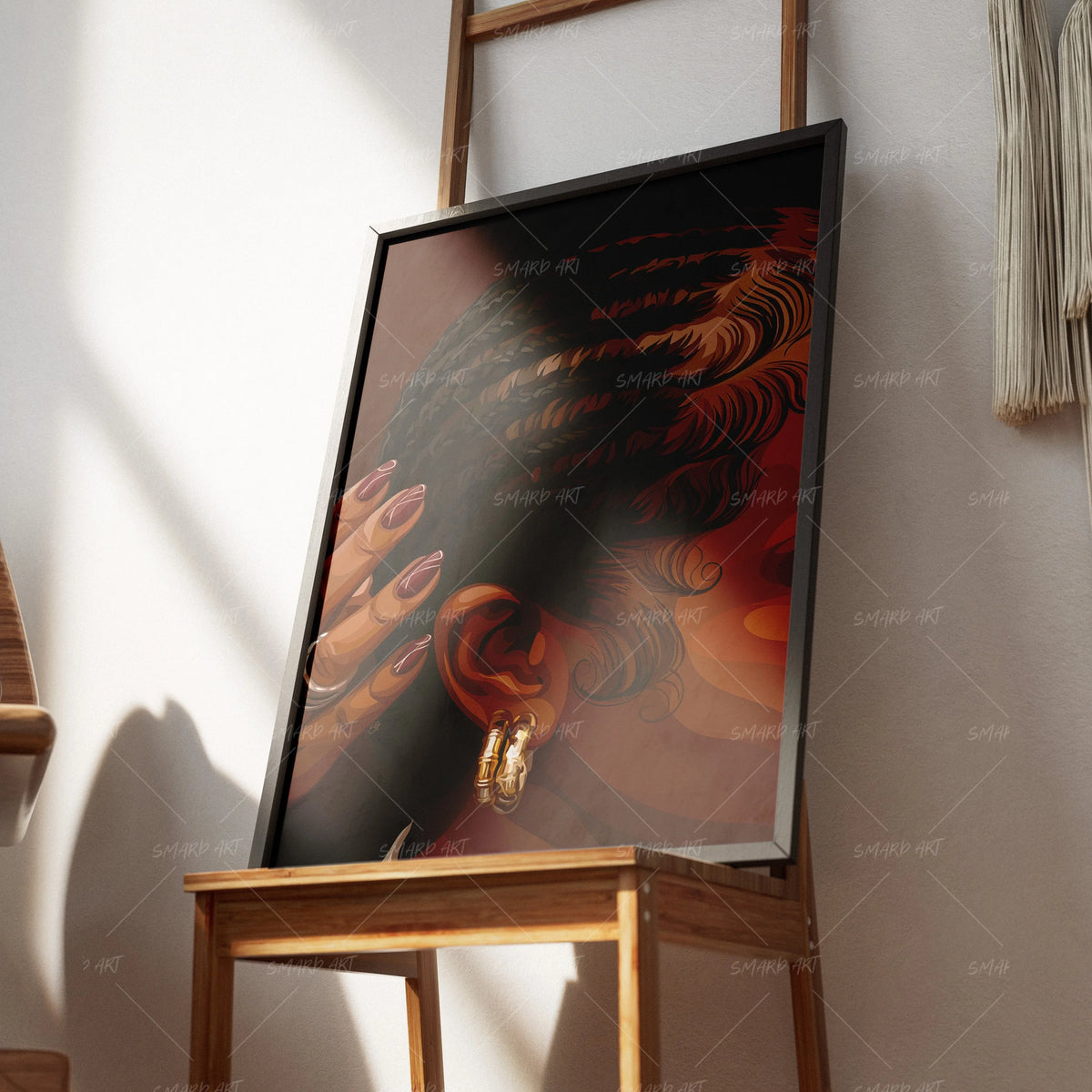 Slick Edges-wall art print featuring decorative artistic design suitable for living rooms, offices, and schools by SmardArt. Elevate your space with Black wall art that speaks to culture, identity, and creativity. At Smard, we celebrate artistry made with melanin, bringing powerful and inspiring designs to life.