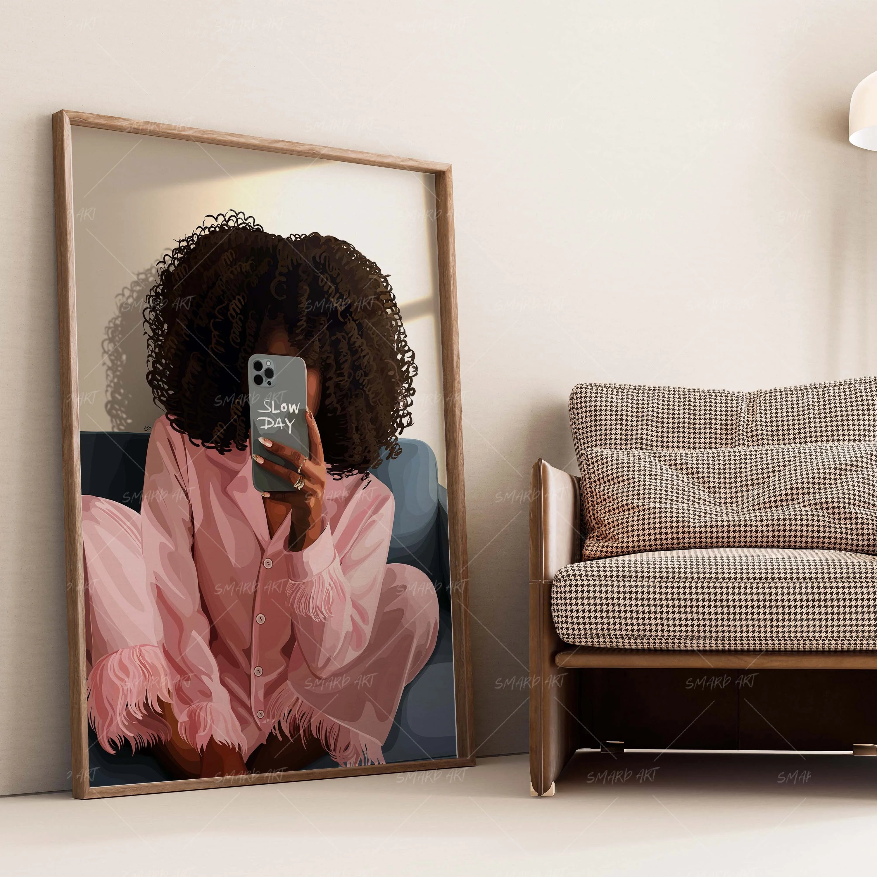 Slow Day-wall art print featuring decorative artistic design suitable for living rooms, offices, and schools by SmardArt. Elevate your space with Black wall art that speaks to culture, identity, and creativity. At Smard, we celebrate artistry made with melanin, bringing powerful and inspiring designs to life.