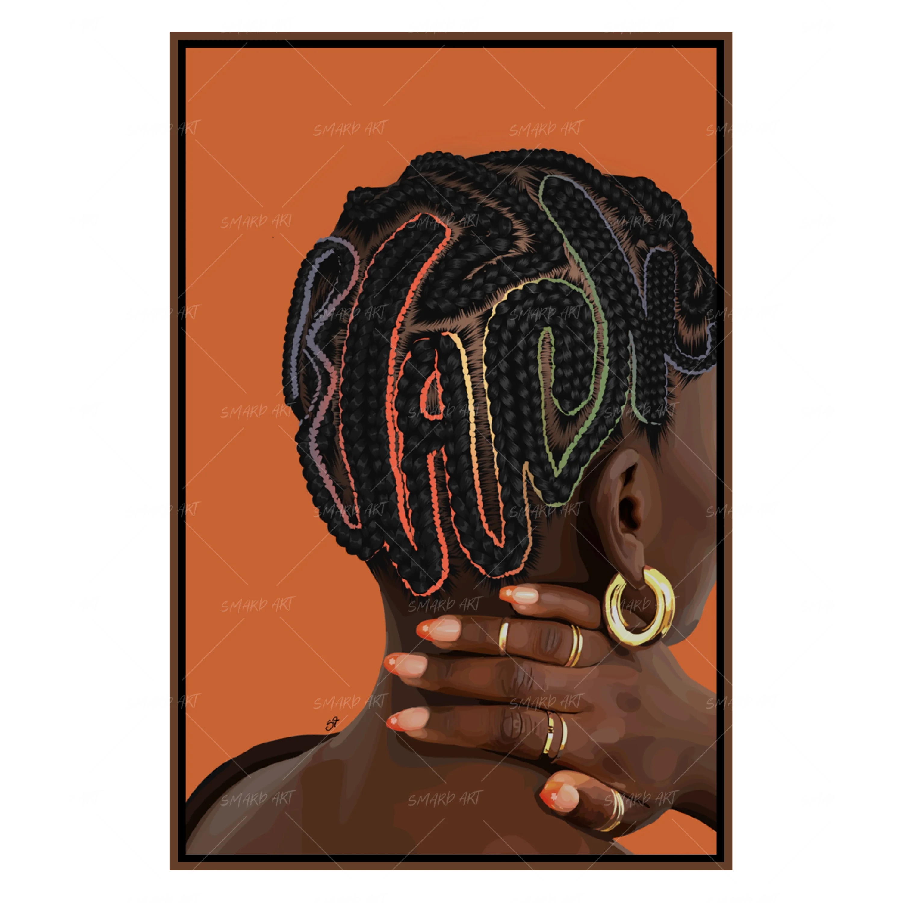 Spell It Black-wall art print featuring decorative artistic design suitable for living rooms, offices, and schools by SmardArt. Elevate your space with Black wall art that speaks to culture, identity, and creativity. At Smard, we celebrate artistry made with melanin, bringing powerful and inspiring designs to life.