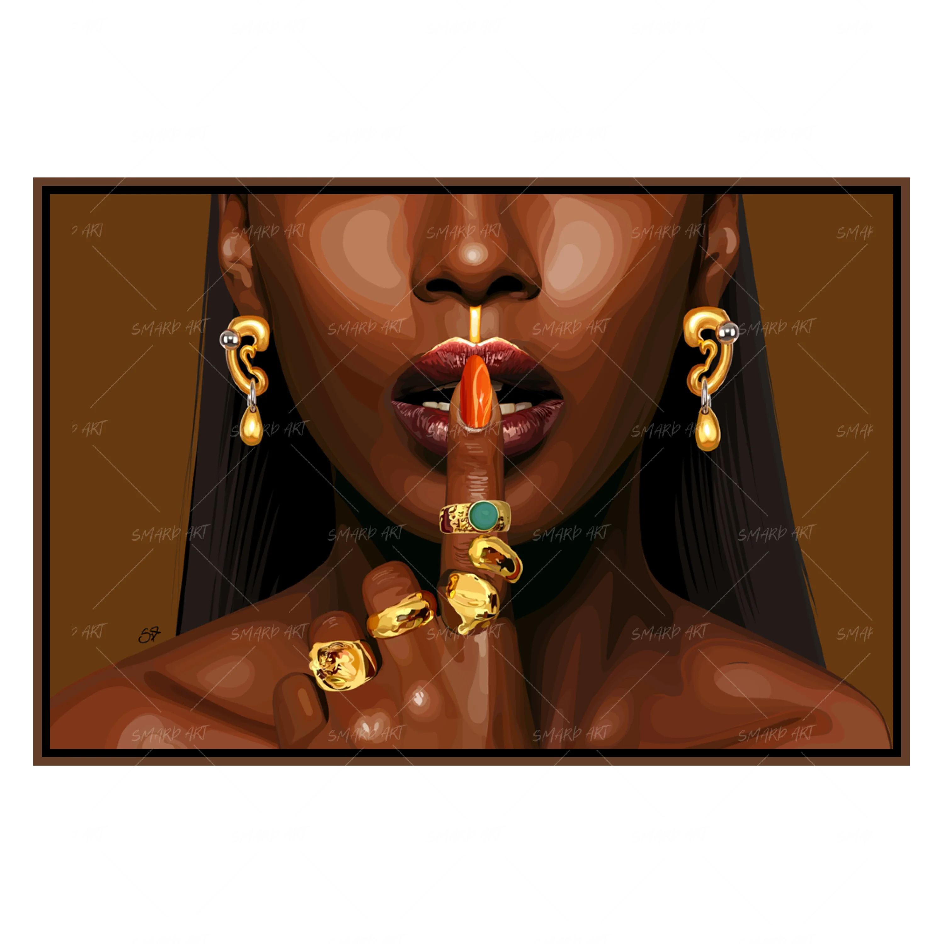 Knuckle Gold-wall art print featuring decorative artistic design suitable for living rooms, offices, and schools by SmardArt. Elevate your space with Black wall art that speaks to culture, identity, and creativity. At Smard, we celebrate artistry made with melanin, bringing powerful and inspiring designs to life.