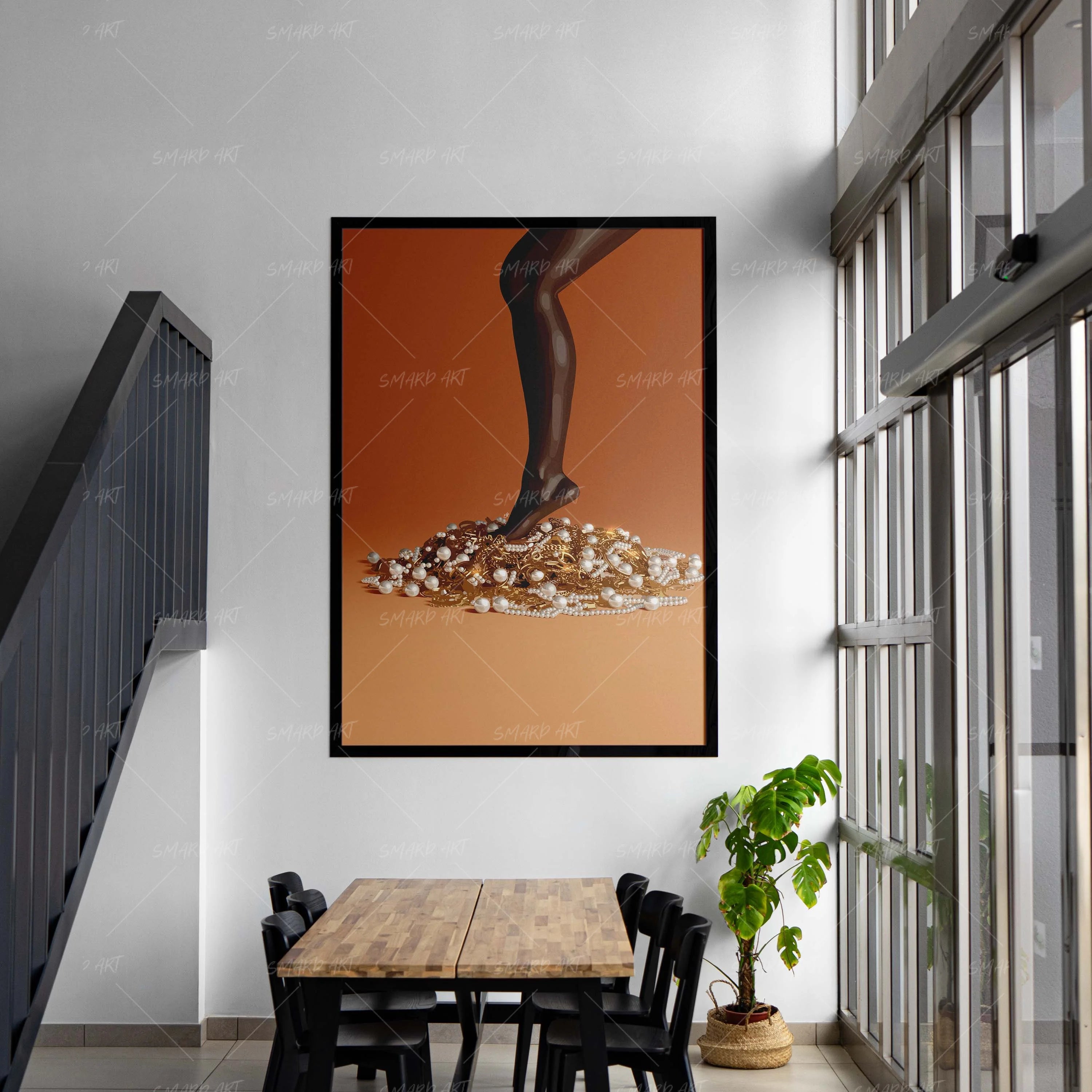 Step On Gold For Her-wall art print featuring decorative artistic design suitable for living rooms, offices, and schools by SmardArt. Elevate your space with Black wall art that speaks to culture, identity, and creativity. At Smard, we celebrate artistry made with melanin, bringing powerful and inspiring designs to life.