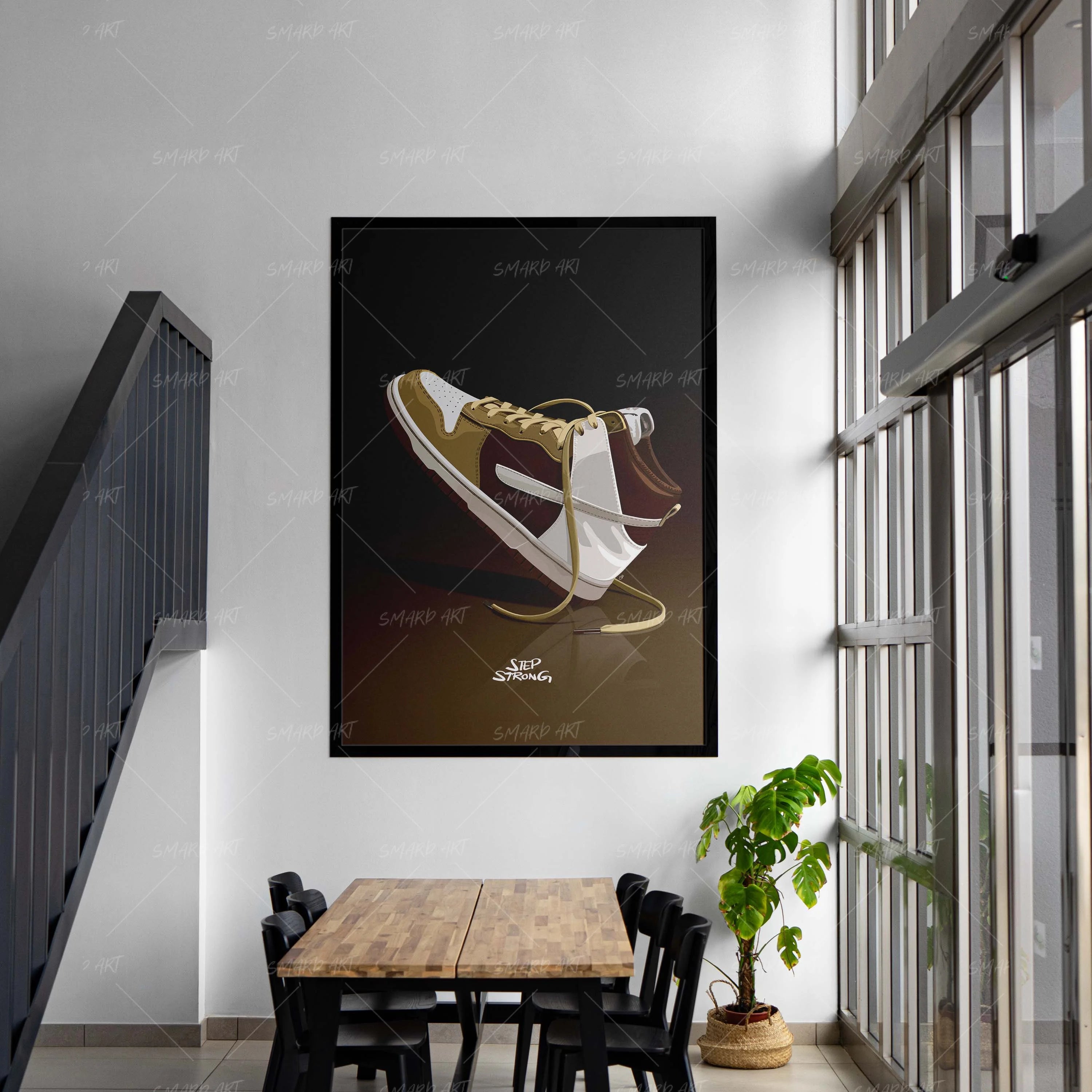 Step Strong-wall art print featuring decorative artistic design suitable for living rooms, offices, and schools by SmardArt. Elevate your space with Black wall art that speaks to culture, identity, and creativity. At Smard, we celebrate artistry made with melanin, bringing powerful and inspiring designs to life.
