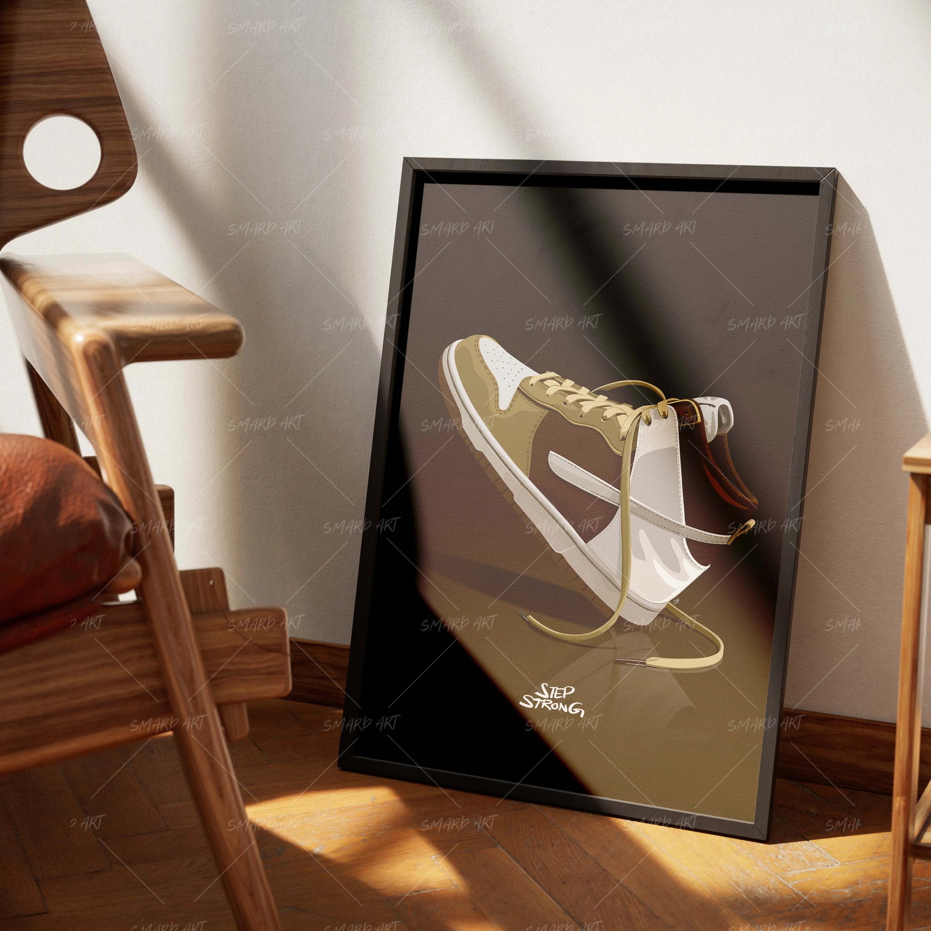 Step Strong-wall art print featuring decorative artistic design suitable for living rooms, offices, and schools by SmardArt. Elevate your space with Black wall art that speaks to culture, identity, and creativity. At Smard, we celebrate artistry made with melanin, bringing powerful and inspiring designs to life.