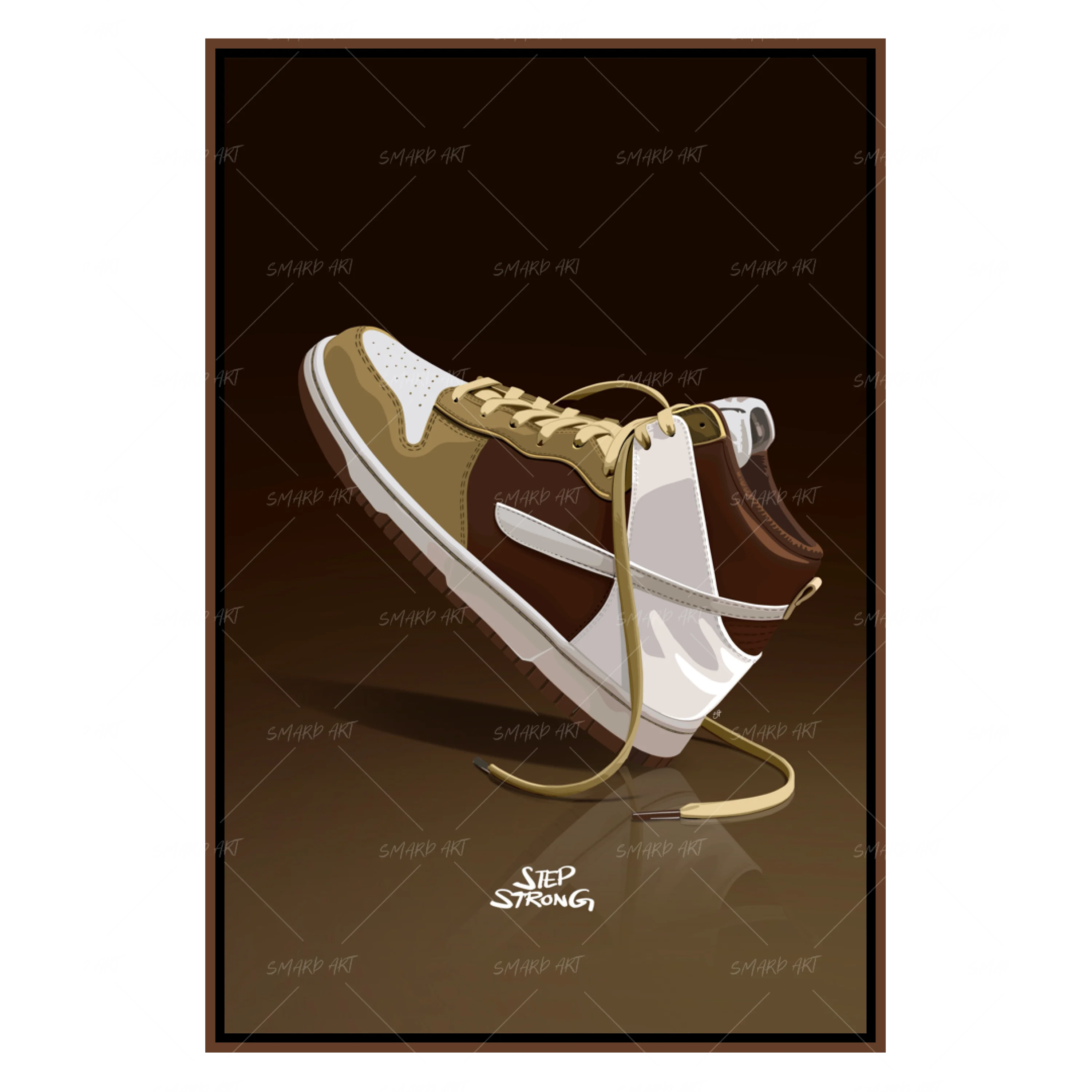Step Strong-wall art print featuring decorative artistic design suitable for living rooms, offices, and schools by SmardArt. Elevate your space with Black wall art that speaks to culture, identity, and creativity. At Smard, we celebrate artistry made with melanin, bringing powerful and inspiring designs to life.