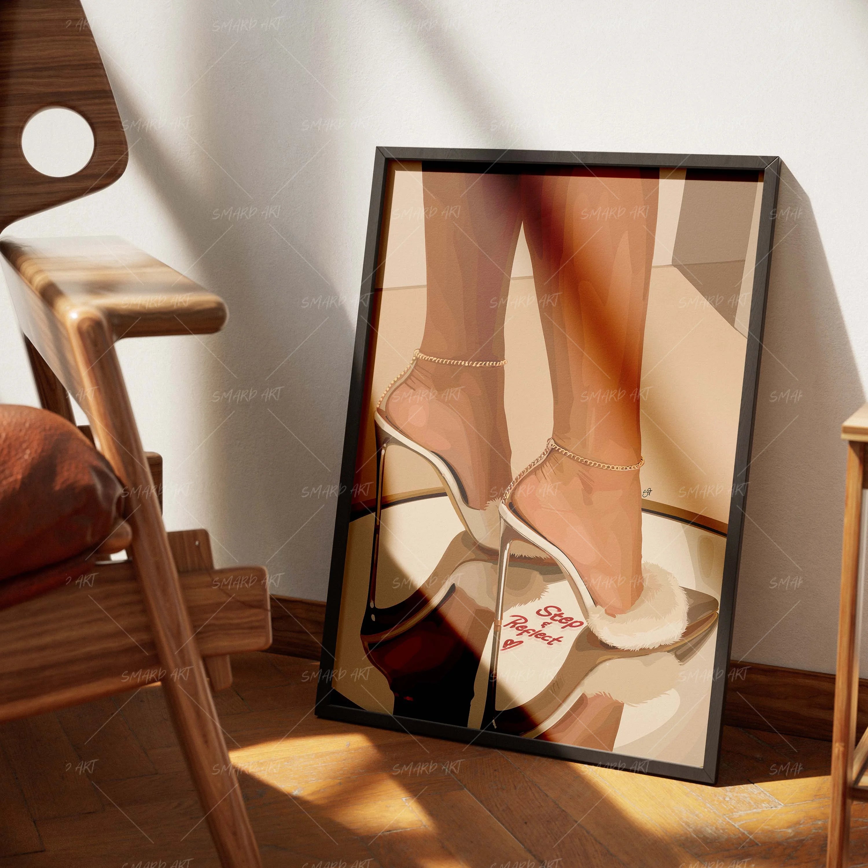 Step & Reflects-wall art print featuring decorative artistic design suitable for living rooms, offices, and schools by SmardArt. Elevate your space with Black wall art that speaks to culture, identity, and creativity. At Smard, we celebrate artistry made with melanin, bringing powerful and inspiring designs to life.