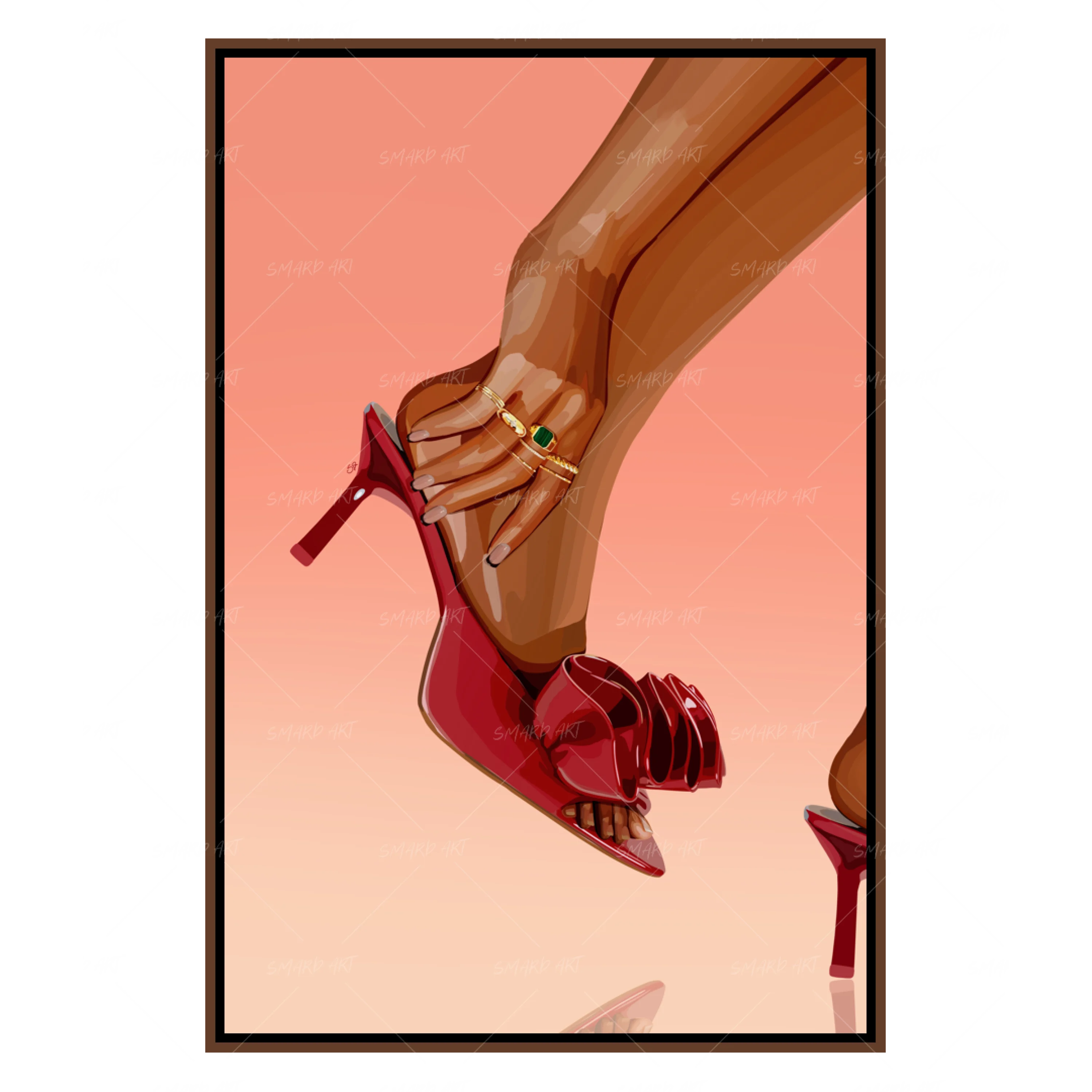 Stiletto Luxe-wall art print featuring decorative artistic design suitable for living rooms, offices, and schools by SmardArt. Elevate your space with Black wall art that speaks to culture, identity, and creativity. At Smard, we celebrate artistry made with melanin, bringing powerful and inspiring designs to life.