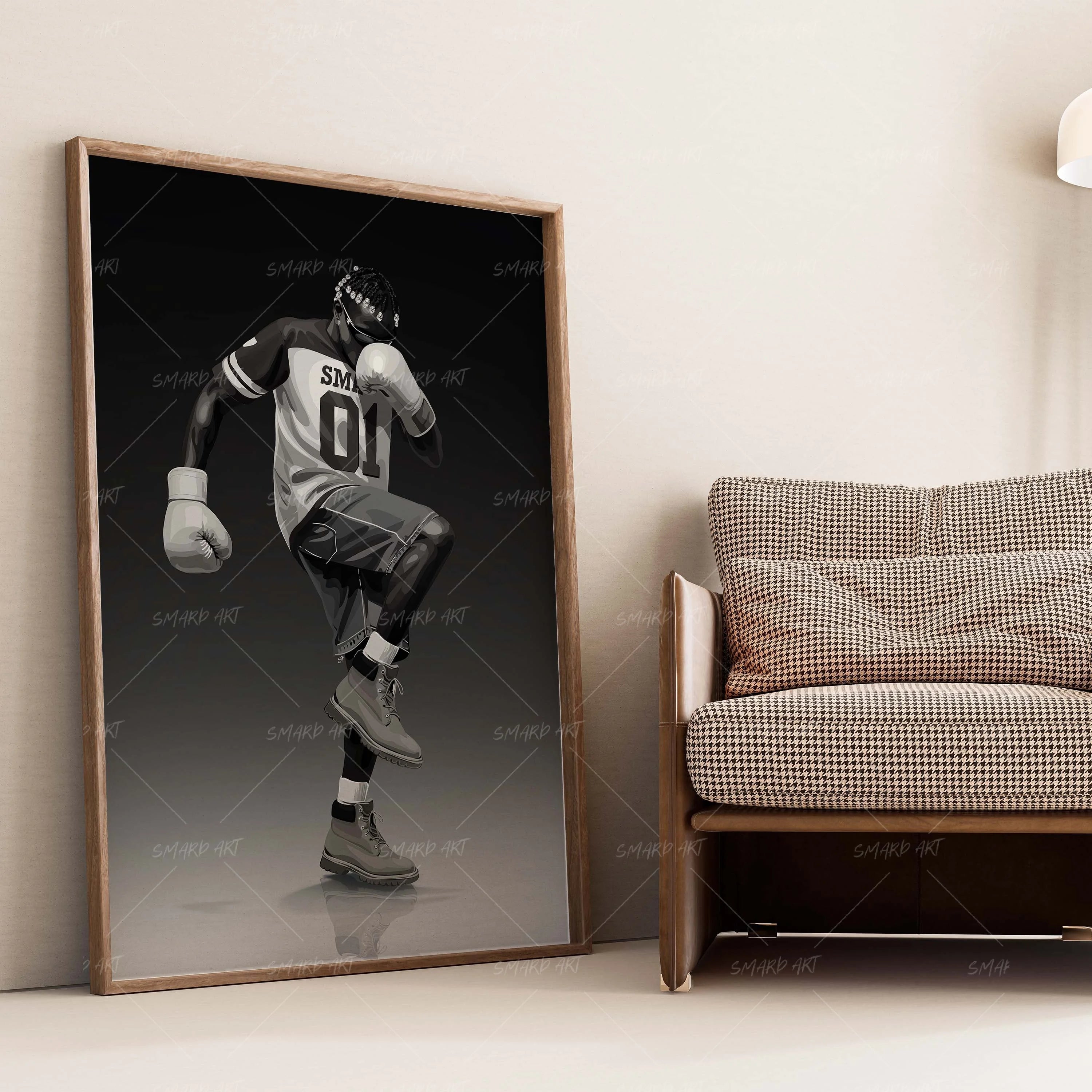 Street Fighter-wall art print featuring decorative artistic design suitable for living rooms, offices, and schools by SmardArt. Elevate your space with Black wall art that speaks to culture, identity, and creativity. At Smard, we celebrate artistry made with melanin, bringing powerful and inspiring designs to life.