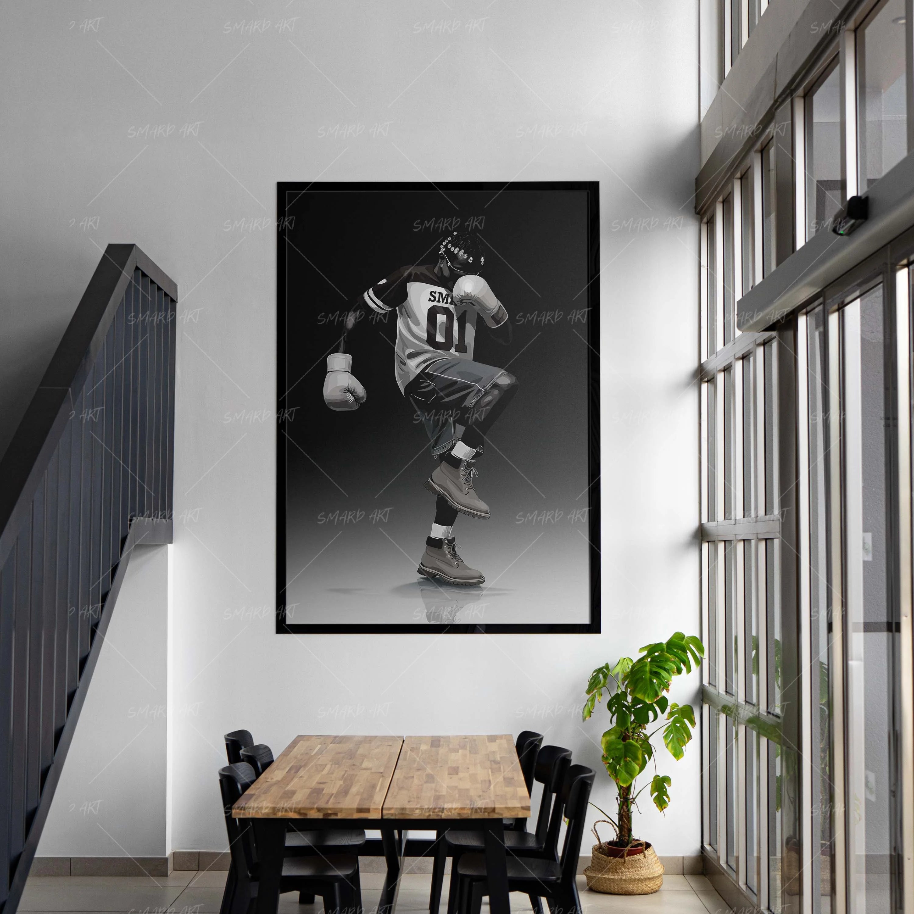 Street Fighter-wall art print featuring decorative artistic design suitable for living rooms, offices, and schools by SmardArt. Elevate your space with Black wall art that speaks to culture, identity, and creativity. At Smard, we celebrate artistry made with melanin, bringing powerful and inspiring designs to life.
