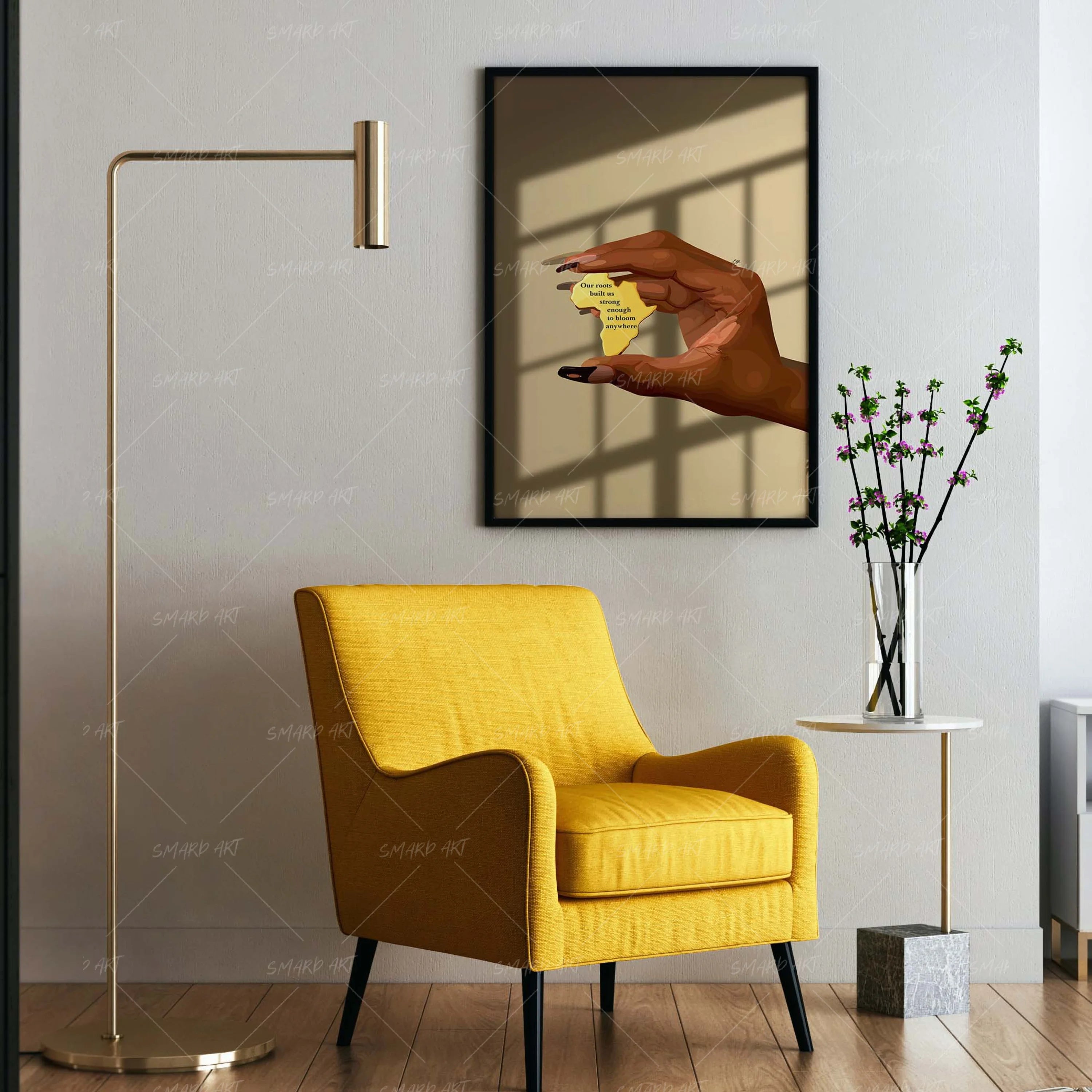 Strong Roots-wall art print featuring decorative artistic design suitable for living rooms, offices, and schools by SmardArt. Elevate your space with Black wall art that speaks to culture, identity, and creativity. At Smard, we celebrate artistry made with melanin, bringing powerful and inspiring designs to life.