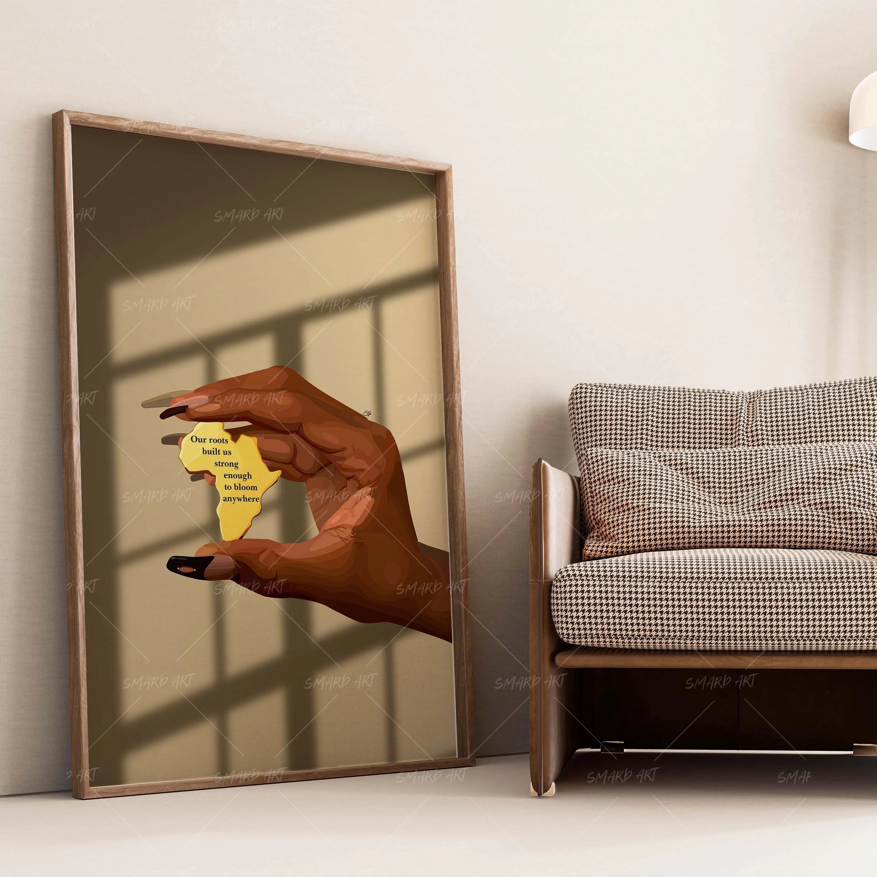Strong Roots-wall art print featuring decorative artistic design suitable for living rooms, offices, and schools by SmardArt. Elevate your space with Black wall art that speaks to culture, identity, and creativity. At Smard, we celebrate artistry made with melanin, bringing powerful and inspiring designs to life.