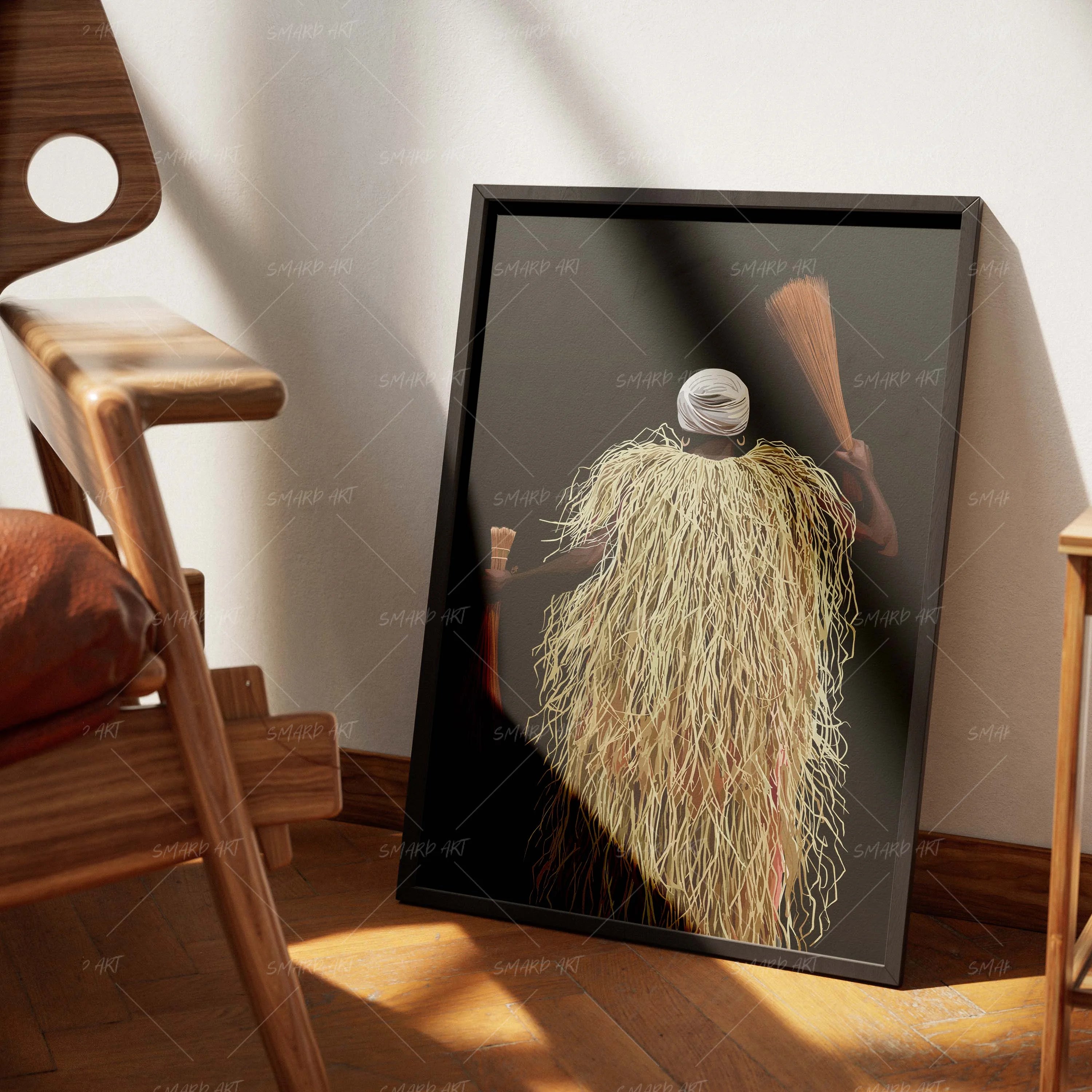 Swept In Tradition-wall art print featuring decorative artistic design suitable for living rooms, offices, and schools by SmardArt. Elevate your space with Black wall art that speaks to culture, identity, and creativity. At Smard, we celebrate artistry made with melanin, bringing powerful and inspiring designs to life.