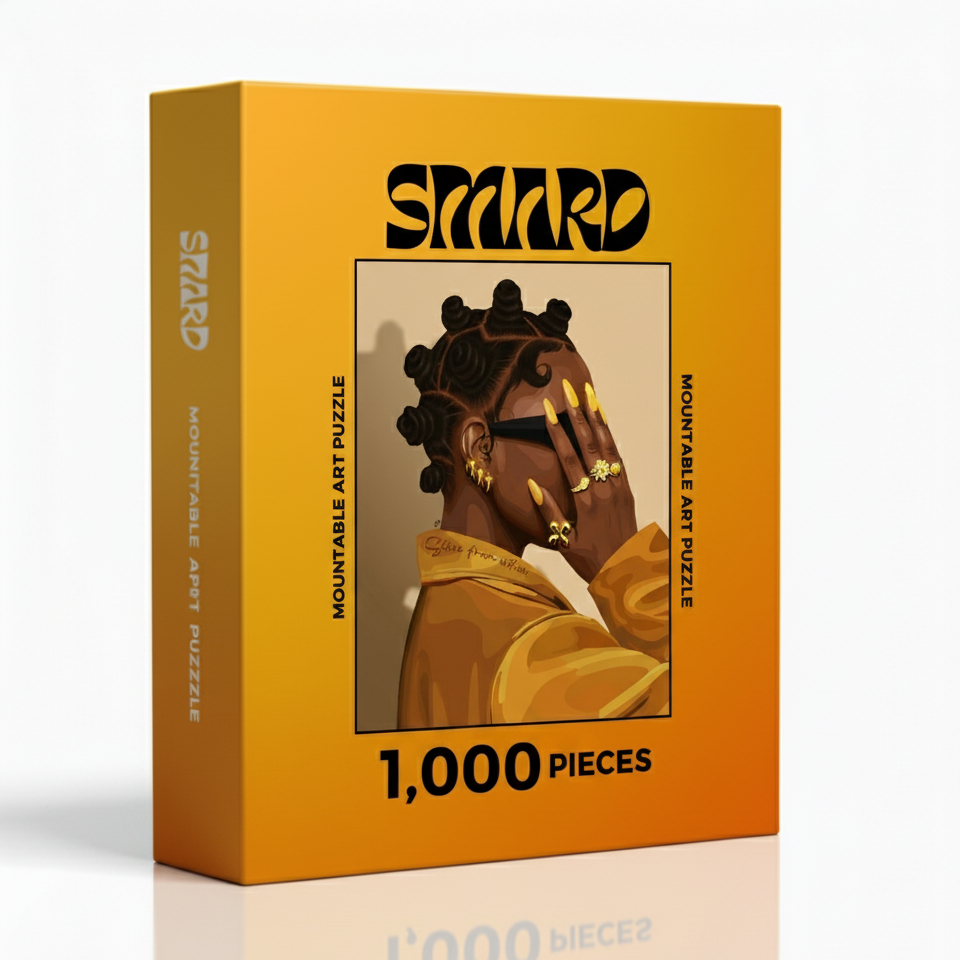 Shades Of Gold Puzzle-wall art print featuring decorative artistic design suitable for living rooms, offices, and schools by SmardArt. Elevate your space with Black wall art that speaks to culture, identity, and creativity. At Smard, we celebrate artistry made with melanin, bringing powerful and inspiring designs to life.