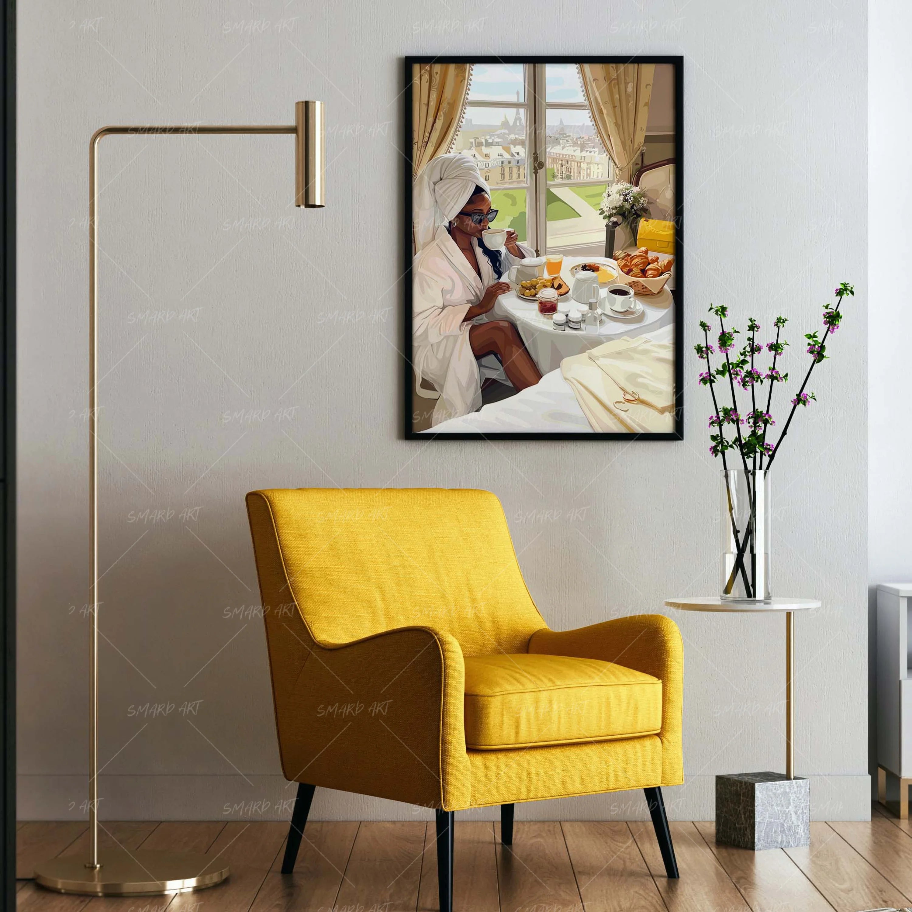 She Chose Ease-wall art print featuring decorative artistic design suitable for living rooms, offices, and schools by SmardArt. Elevate your space with Black wall art that speaks to culture, identity, and creativity. At Smard, we celebrate artistry made with melanin, bringing powerful and inspiring designs to life.