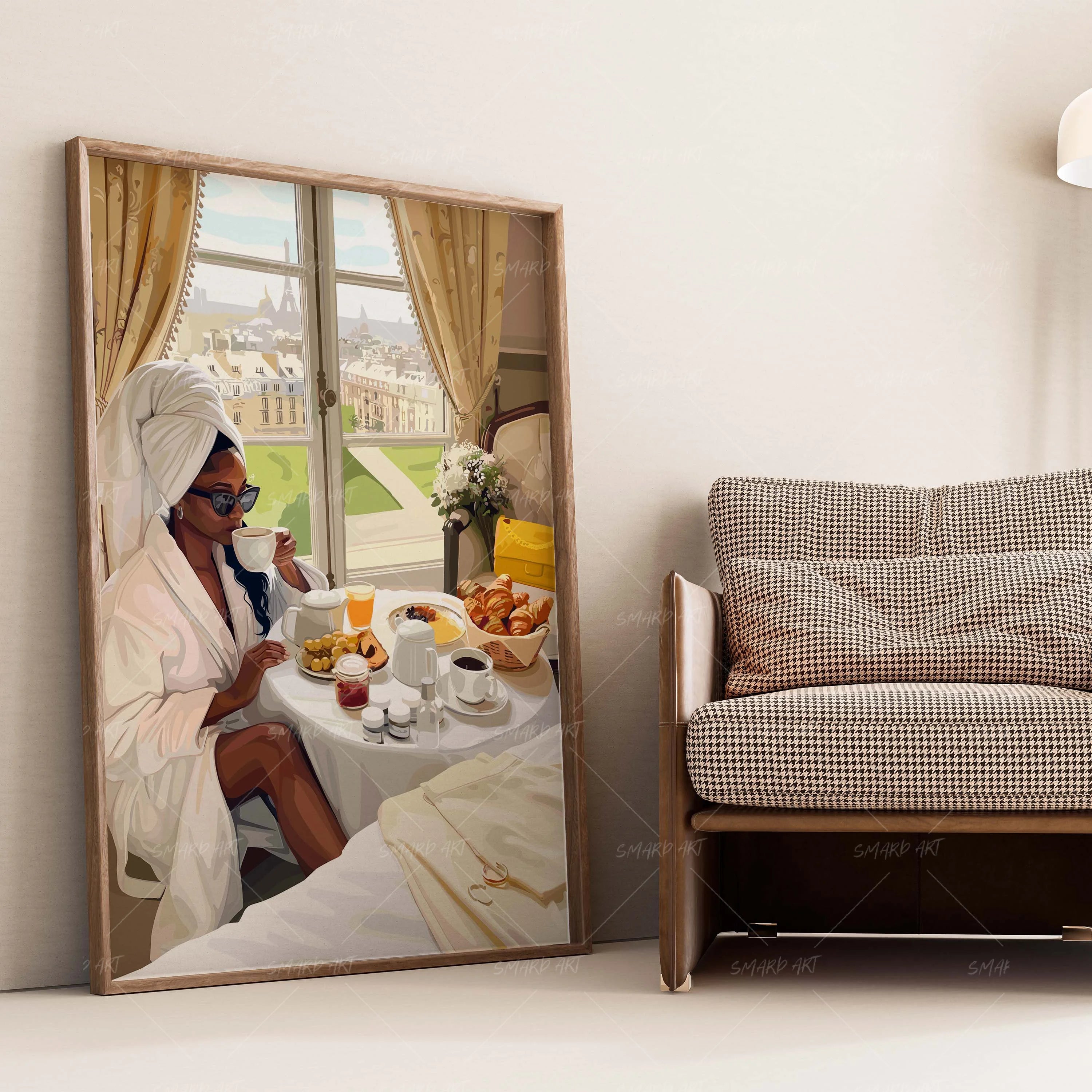 She Chose Ease-wall art print featuring decorative artistic design suitable for living rooms, offices, and schools by SmardArt. Elevate your space with Black wall art that speaks to culture, identity, and creativity. At Smard, we celebrate artistry made with melanin, bringing powerful and inspiring designs to life.