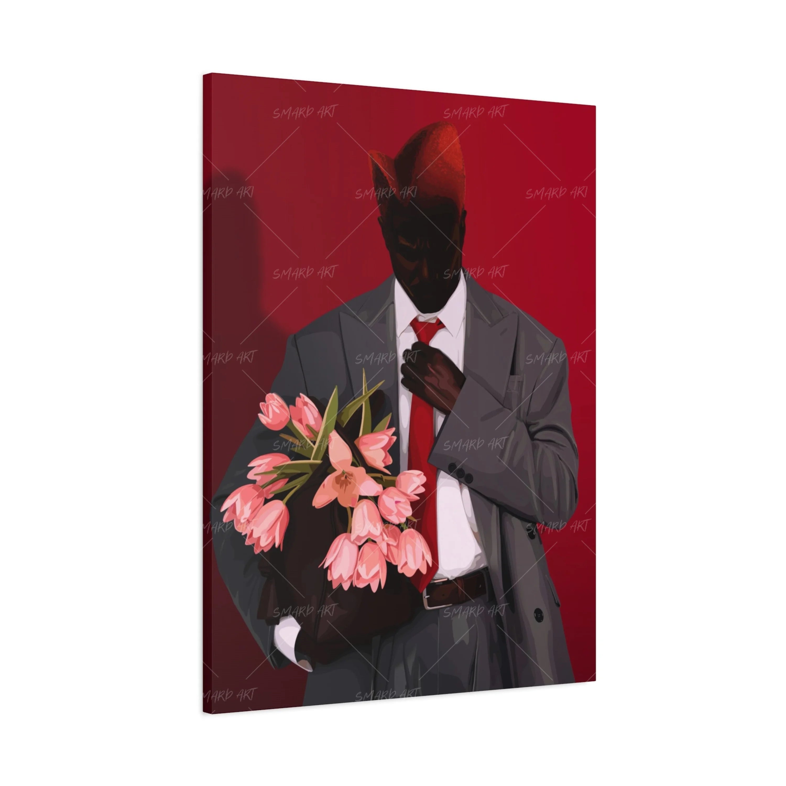 Suit & Bloom-wall art print featuring decorative artistic design suitable for living rooms, offices, and schools by SmardArt. Elevate your space with Black wall art that speaks to culture, identity, and creativity. At Smard, we celebrate artistry made with melanin, bringing powerful and inspiring designs to life.