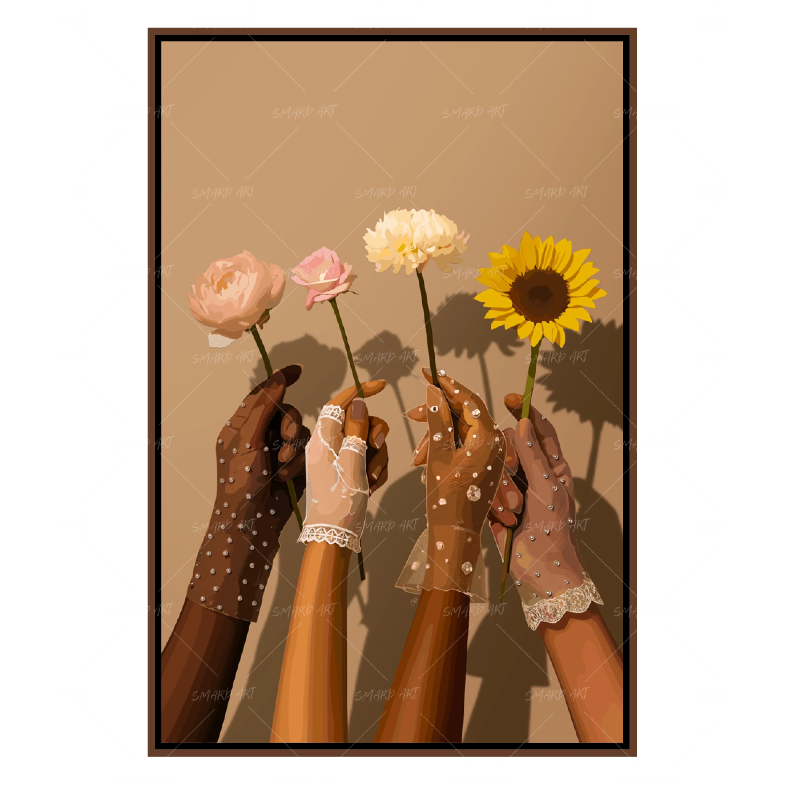 Sisterly-wall art print featuring decorative artistic design suitable for living rooms, offices, and schools by SmardArt. Elevate your space with Black wall art that speaks to culture, identity, and creativity. At Smard, we celebrate artistry made with melanin, bringing powerful and inspiring designs to life.