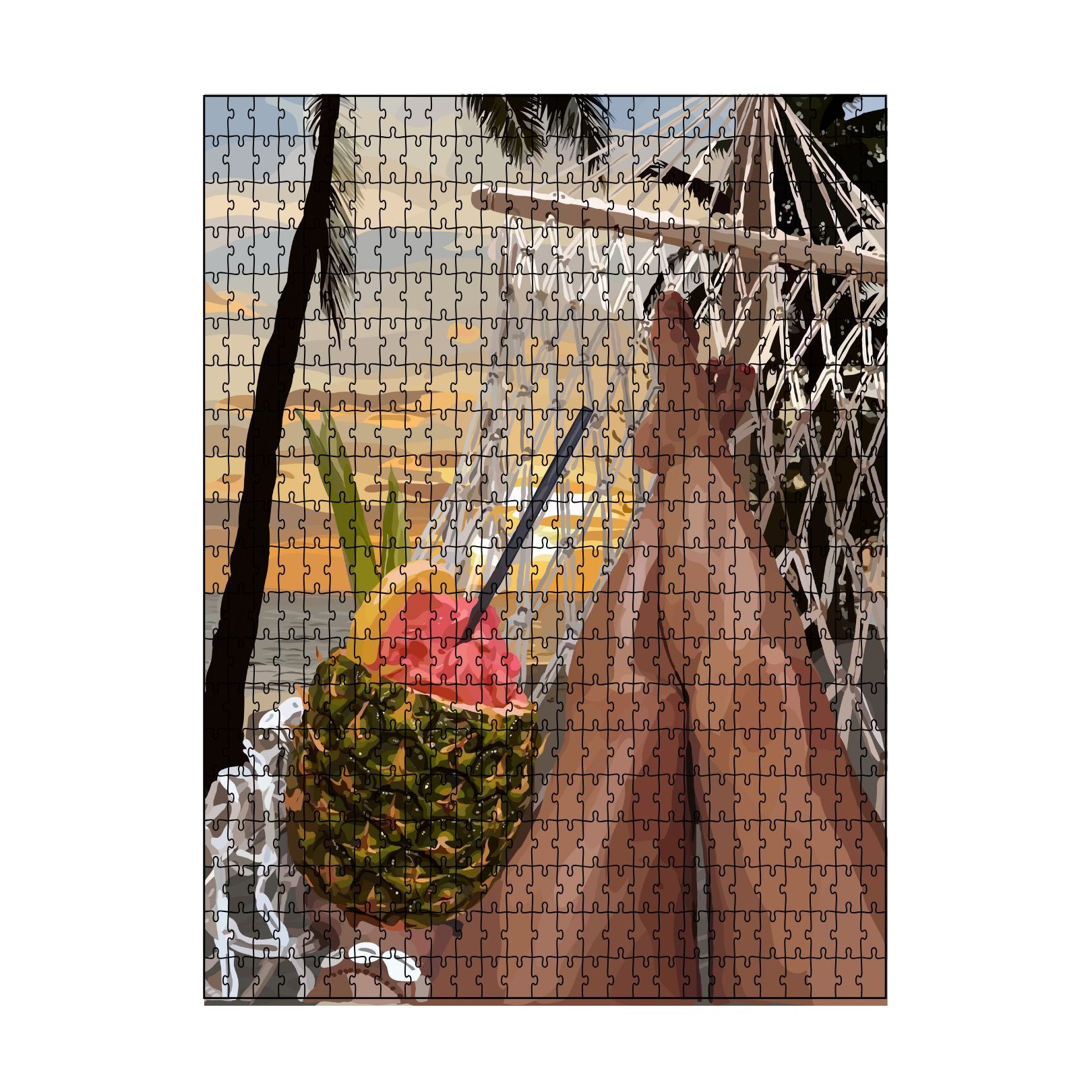 Hammock Life Puzzle-wall art print featuring decorative artistic design suitable for living rooms, offices, and schools by SmardArt