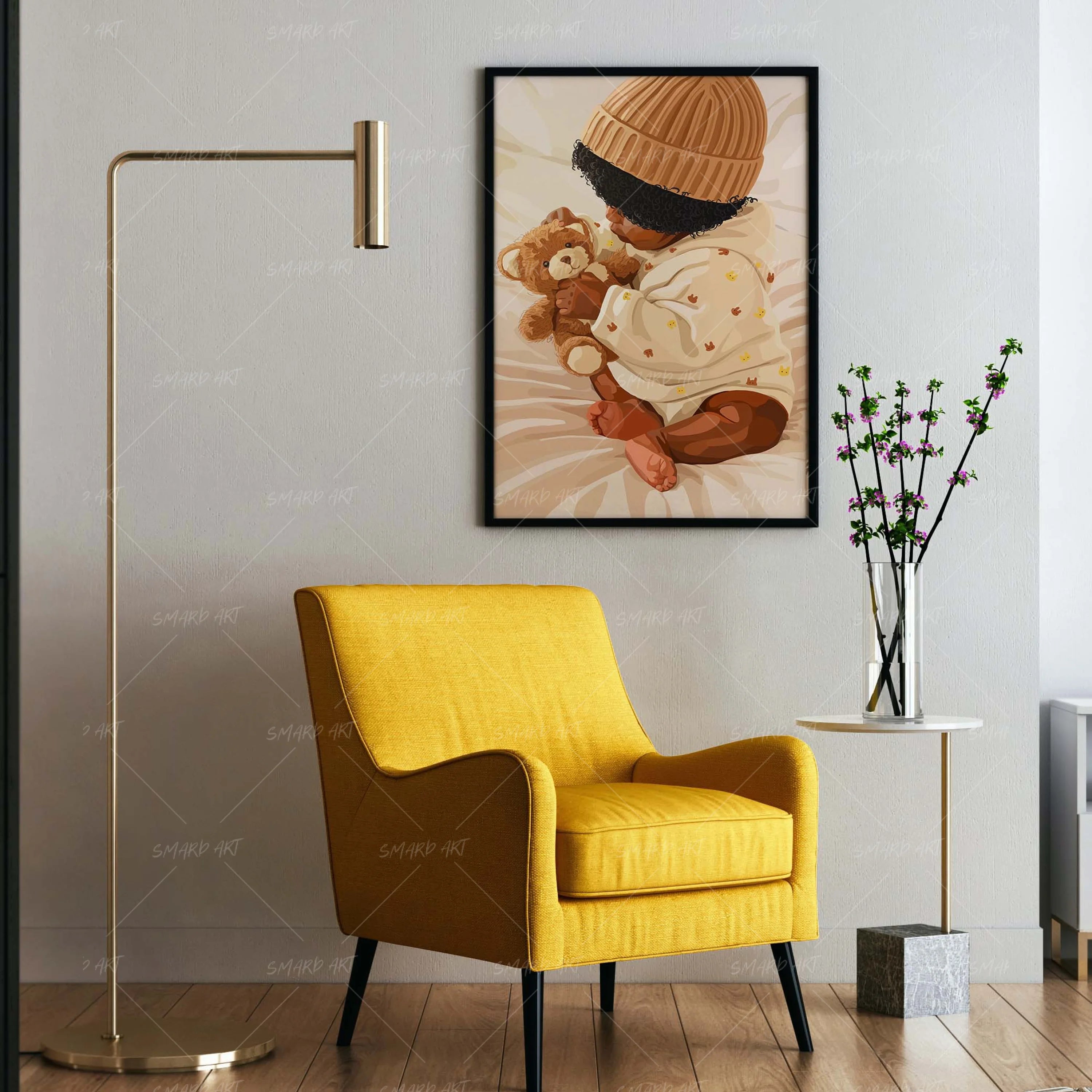 Sweet Grace-wall art print featuring decorative artistic design suitable for living rooms, offices, and schools by SmardArt. Elevate your space with Black wall art that speaks to culture, identity, and creativity. At Smard, we celebrate artistry made with melanin, bringing powerful and inspiring designs to life.
