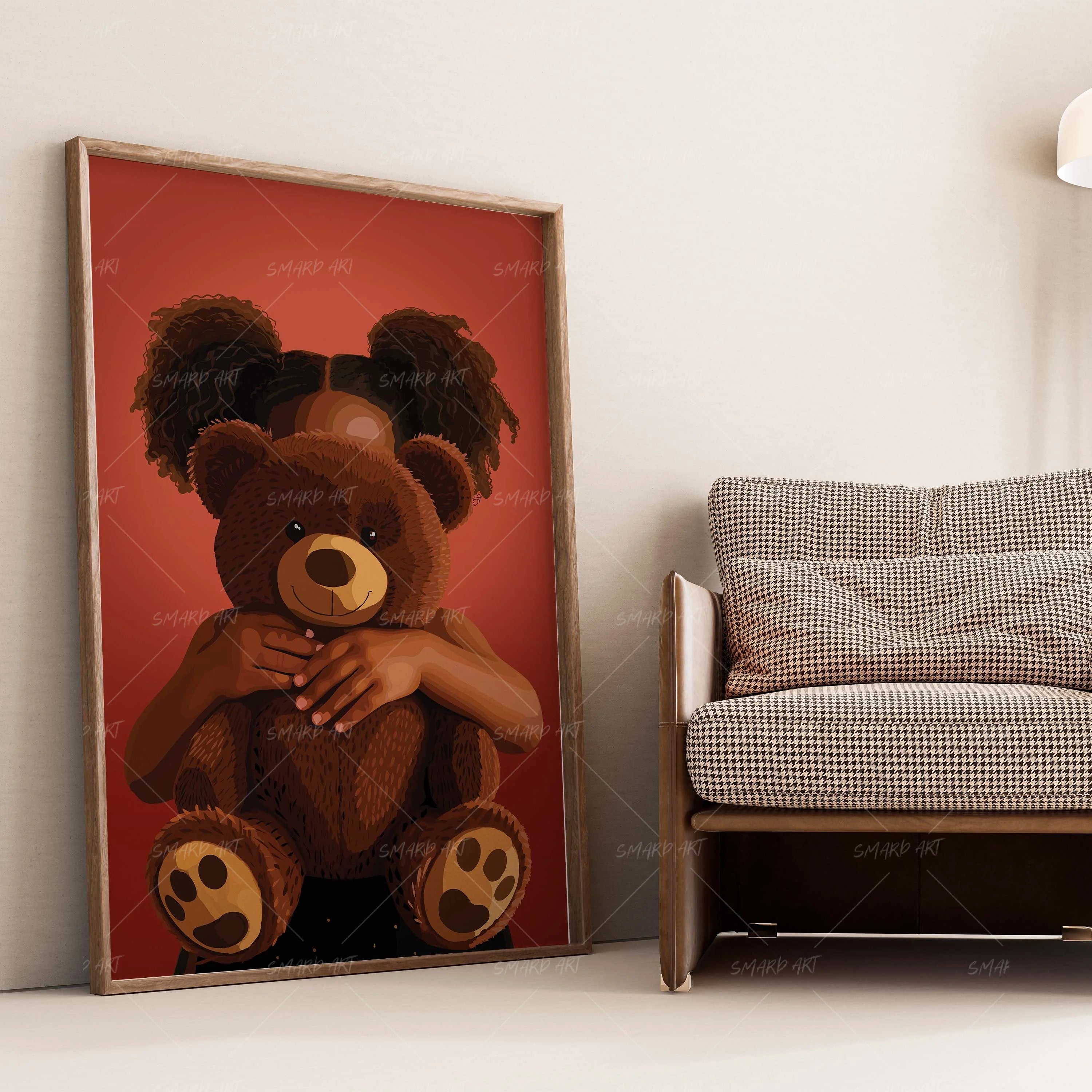 Teddy Love-wall art print featuring decorative artistic design suitable for living rooms, offices, and schools by SmardArt. Elevate your space with Black wall art that speaks to culture, identity, and creativity. At Smard, we celebrate artistry made with melanin, bringing powerful and inspiring designs to life.