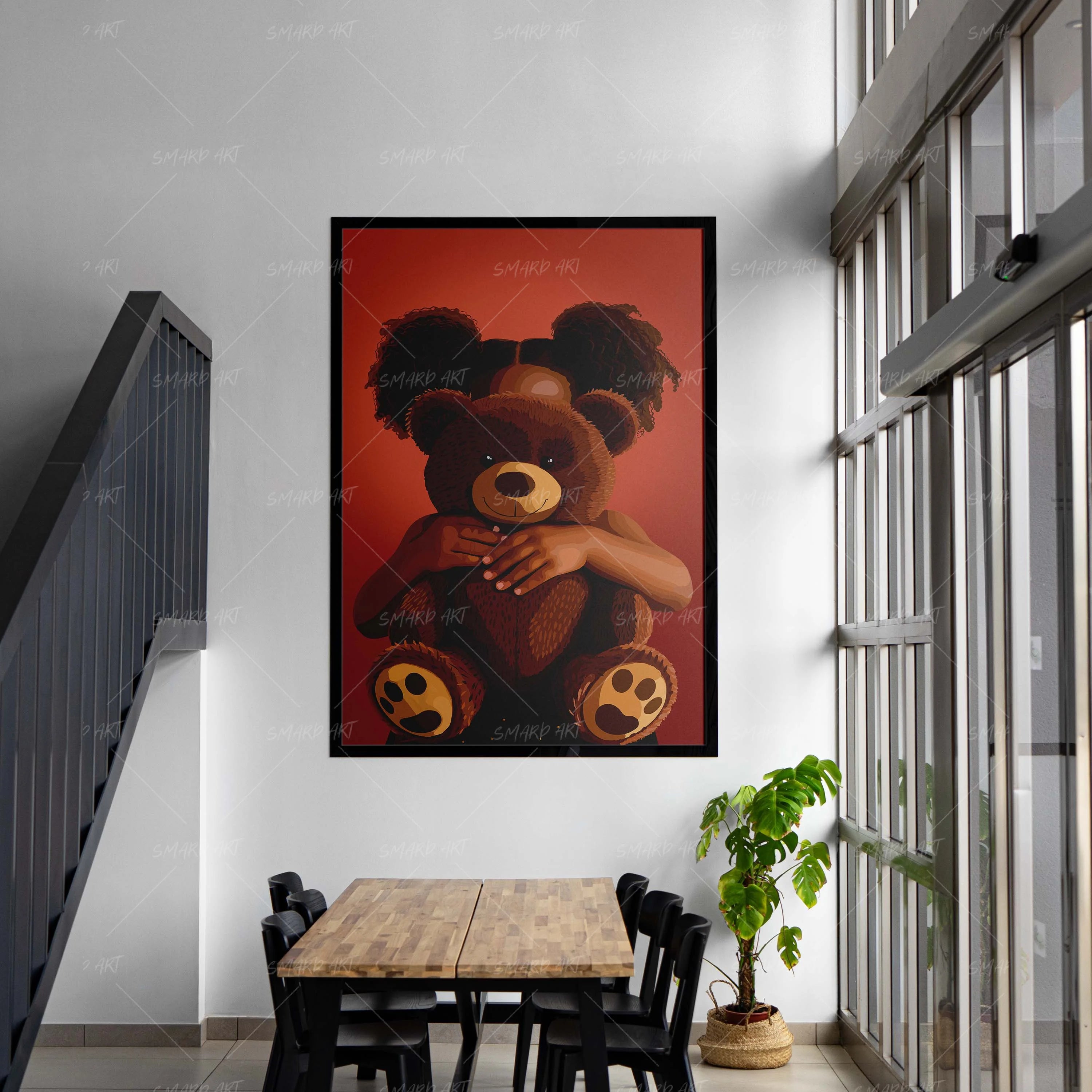 Teddy Love-wall art print featuring decorative artistic design suitable for living rooms, offices, and schools by SmardArt. Elevate your space with Black wall art that speaks to culture, identity, and creativity. At Smard, we celebrate artistry made with melanin, bringing powerful and inspiring designs to life.