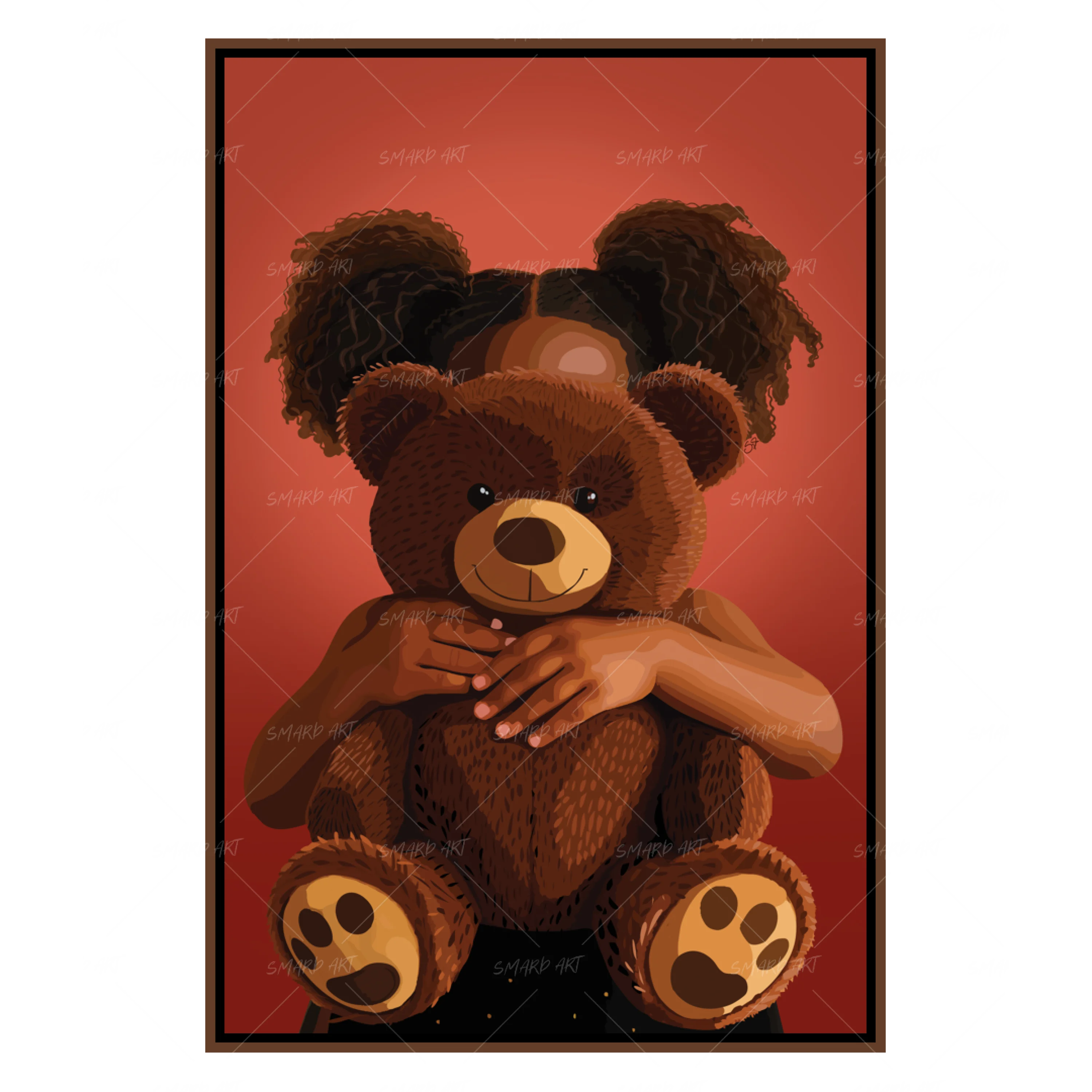 Teddy Love-wall art print featuring decorative artistic design suitable for living rooms, offices, and schools by SmardArt. Elevate your space with Black wall art that speaks to culture, identity, and creativity. At Smard, we celebrate artistry made with melanin, bringing powerful and inspiring designs to life.