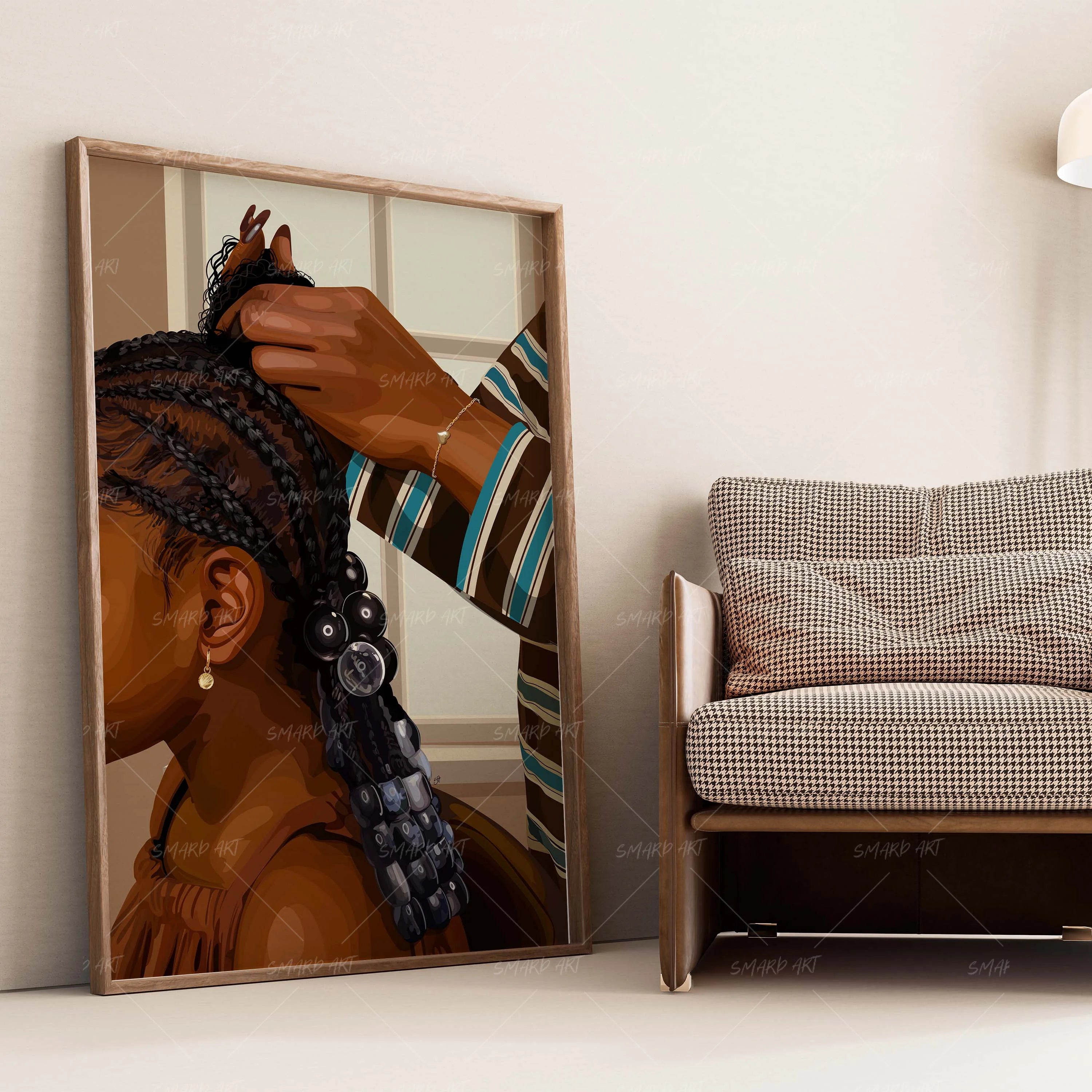 Tender Tangle-wall art print featuring decorative artistic design suitable for living rooms, offices, and schools by SmardArt. Elevate your space with Black wall art that speaks to culture, identity, and creativity. At Smard, we celebrate artistry made with melanin, bringing powerful and inspiring designs to life.