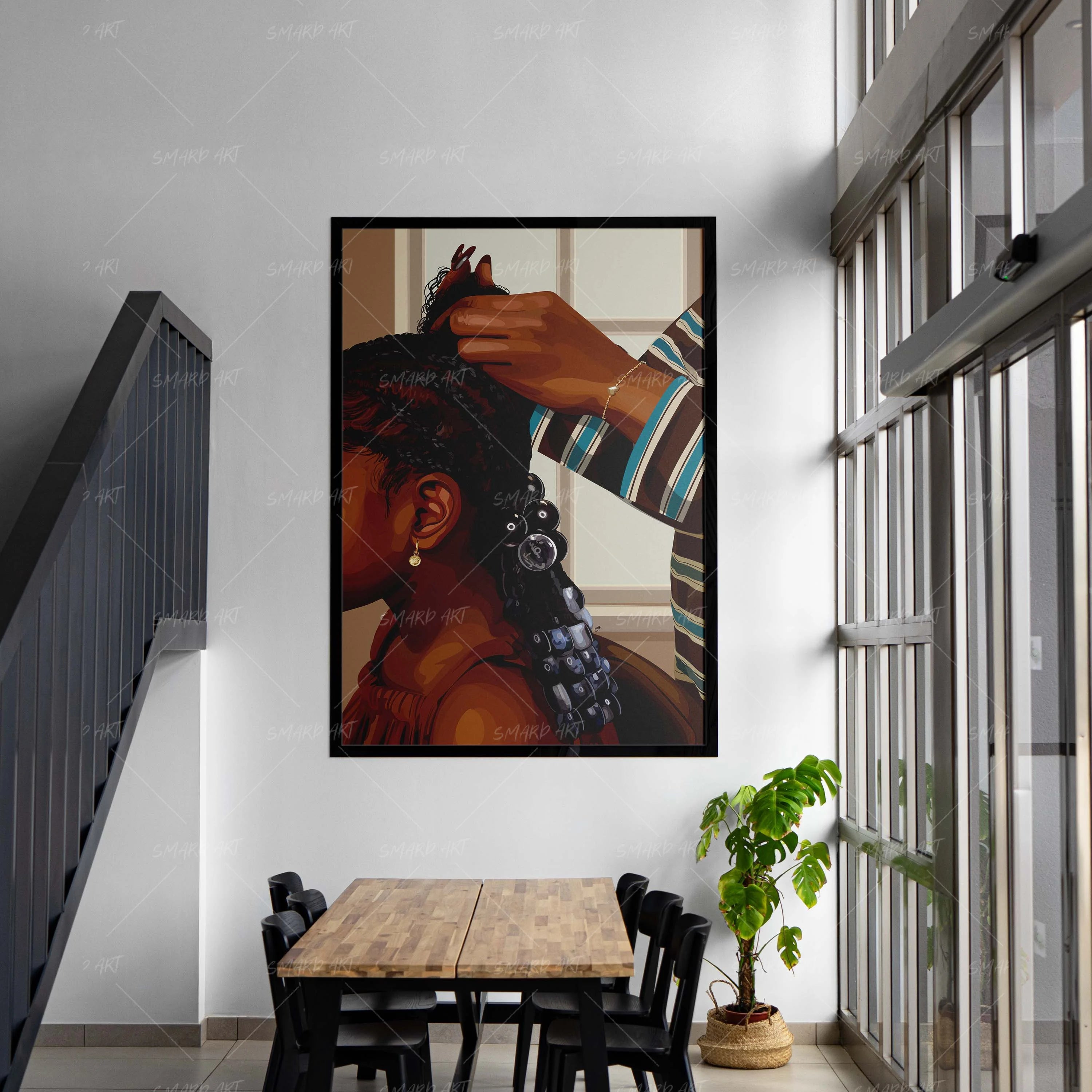 Tender Tangle-wall art print featuring decorative artistic design suitable for living rooms, offices, and schools by SmardArt. Elevate your space with Black wall art that speaks to culture, identity, and creativity. At Smard, we celebrate artistry made with melanin, bringing powerful and inspiring designs to life.