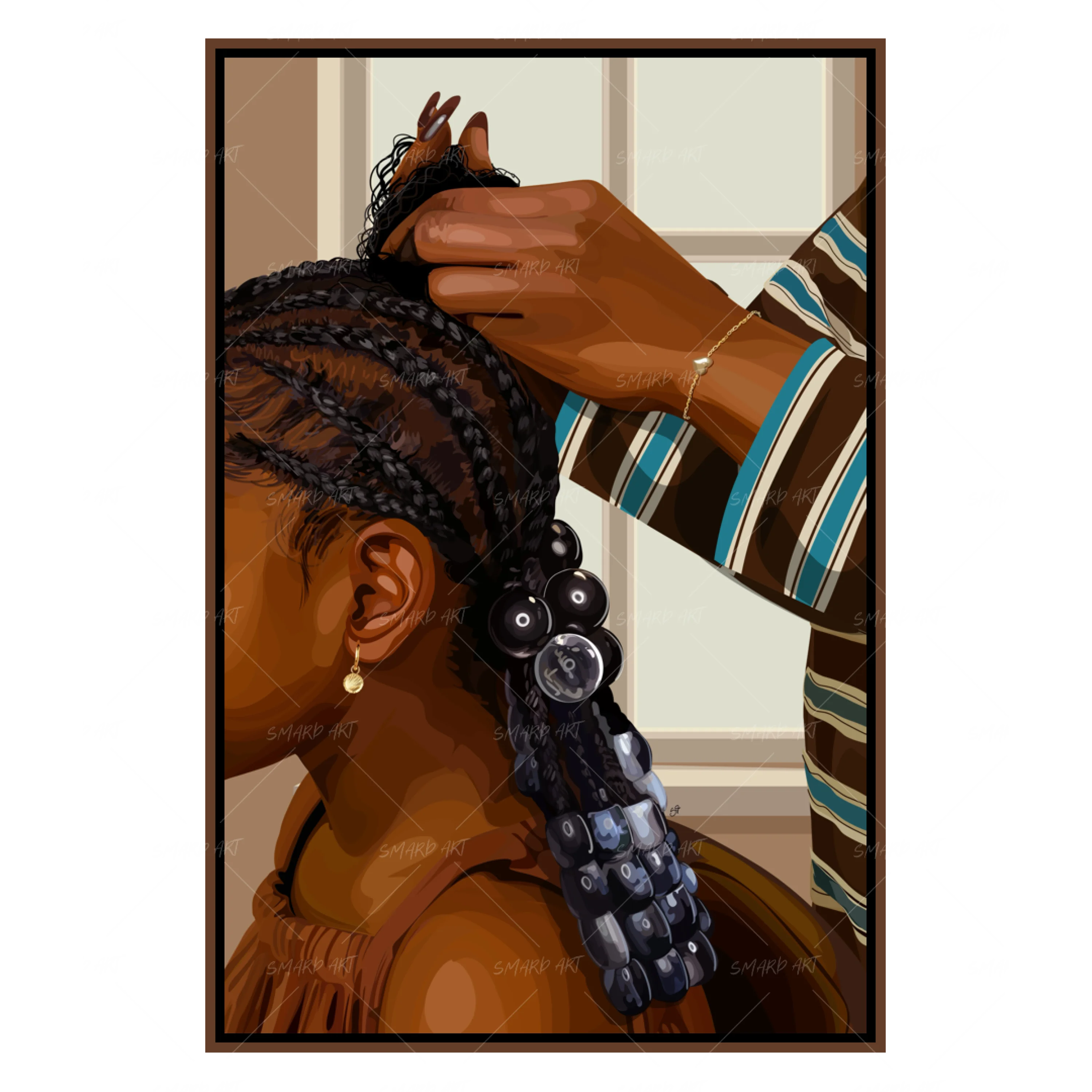 Tender Tangle-wall art print featuring decorative artistic design suitable for living rooms, offices, and schools by SmardArt. Elevate your space with Black wall art that speaks to culture, identity, and creativity. At Smard, we celebrate artistry made with melanin, bringing powerful and inspiring designs to life.