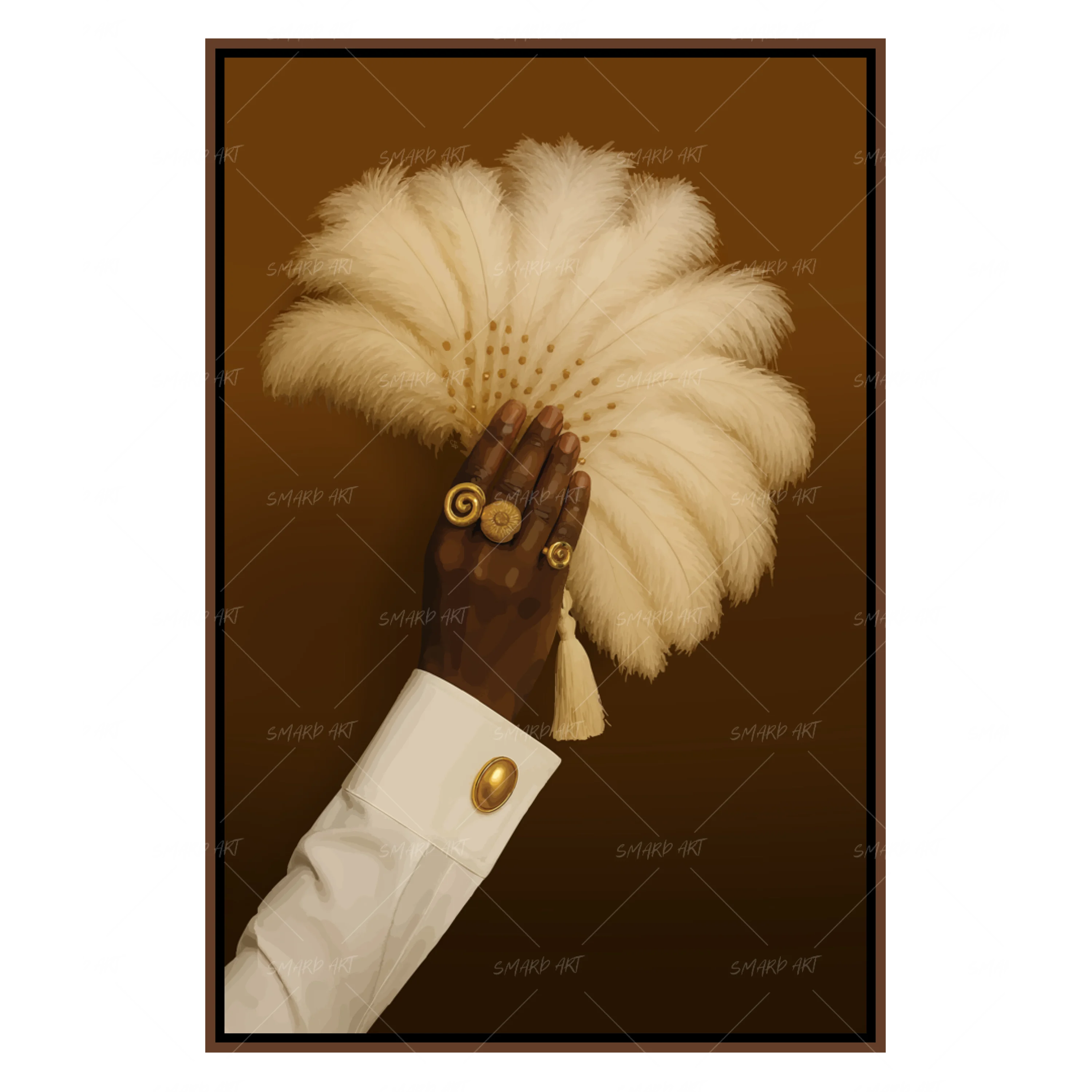 The Fan Affair-wall art print featuring decorative artistic design suitable for living rooms, offices, and schools by SmardArt. Elevate your space with Black wall art that speaks to culture, identity, and creativity. At Smard, we celebrate artistry made with melanin, bringing powerful and inspiring designs to life.