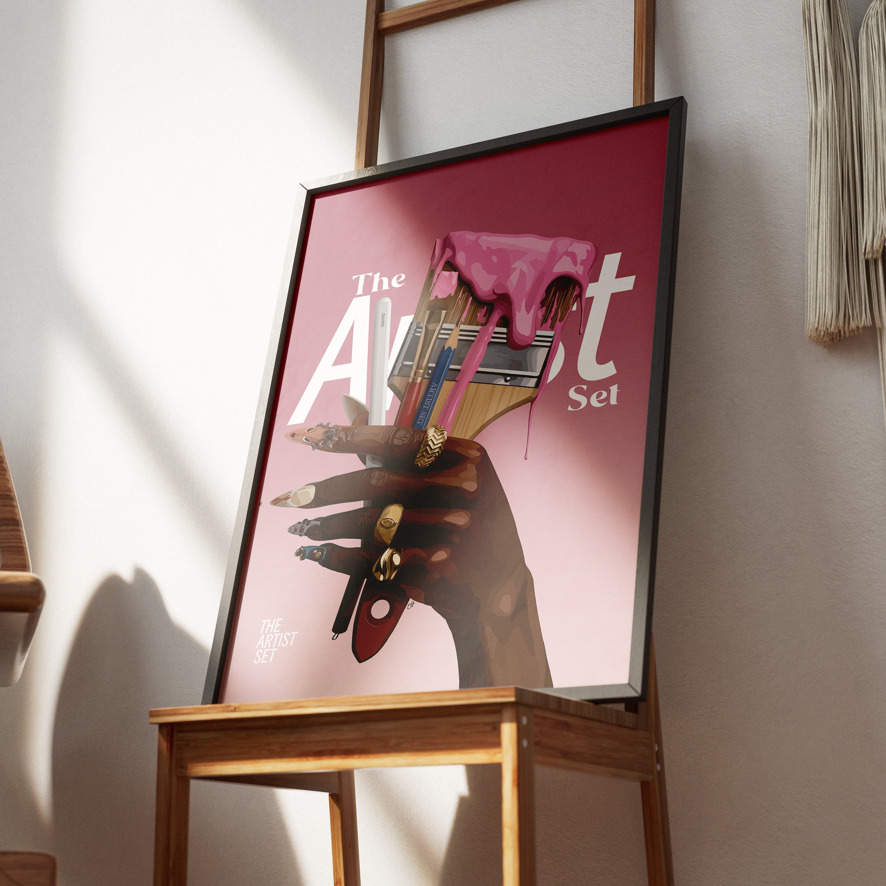 The Artiiist Set-wall art print featuring decorative artistic design suitable for living rooms, offices, and schools by SmardArt. Elevate your space with Black wall art that speaks to culture, identity, and creativity. At Smard, we celebrate artistry made with melanin, bringing powerful and inspiring designs to life.