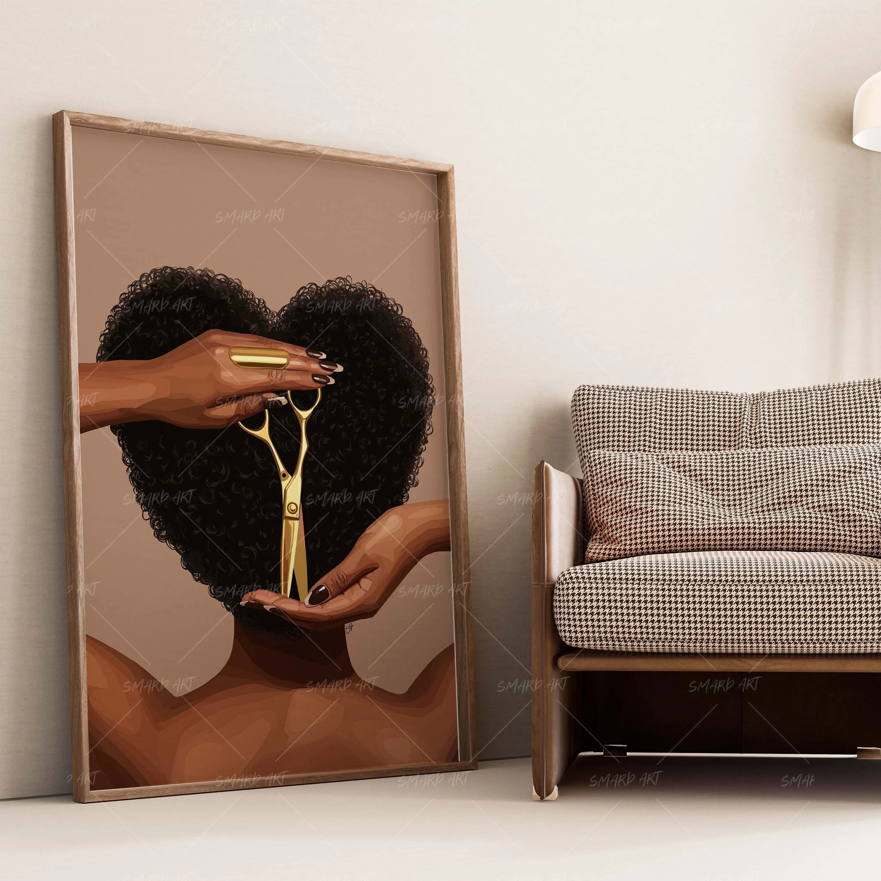 The Big Chop-wall art print featuring decorative artistic design suitable for living rooms, offices, and schools by SmardArt. Elevate your space with Black wall art that speaks to culture, identity, and creativity. At Smard, we celebrate artistry made with melanin, bringing powerful and inspiring designs to life.
