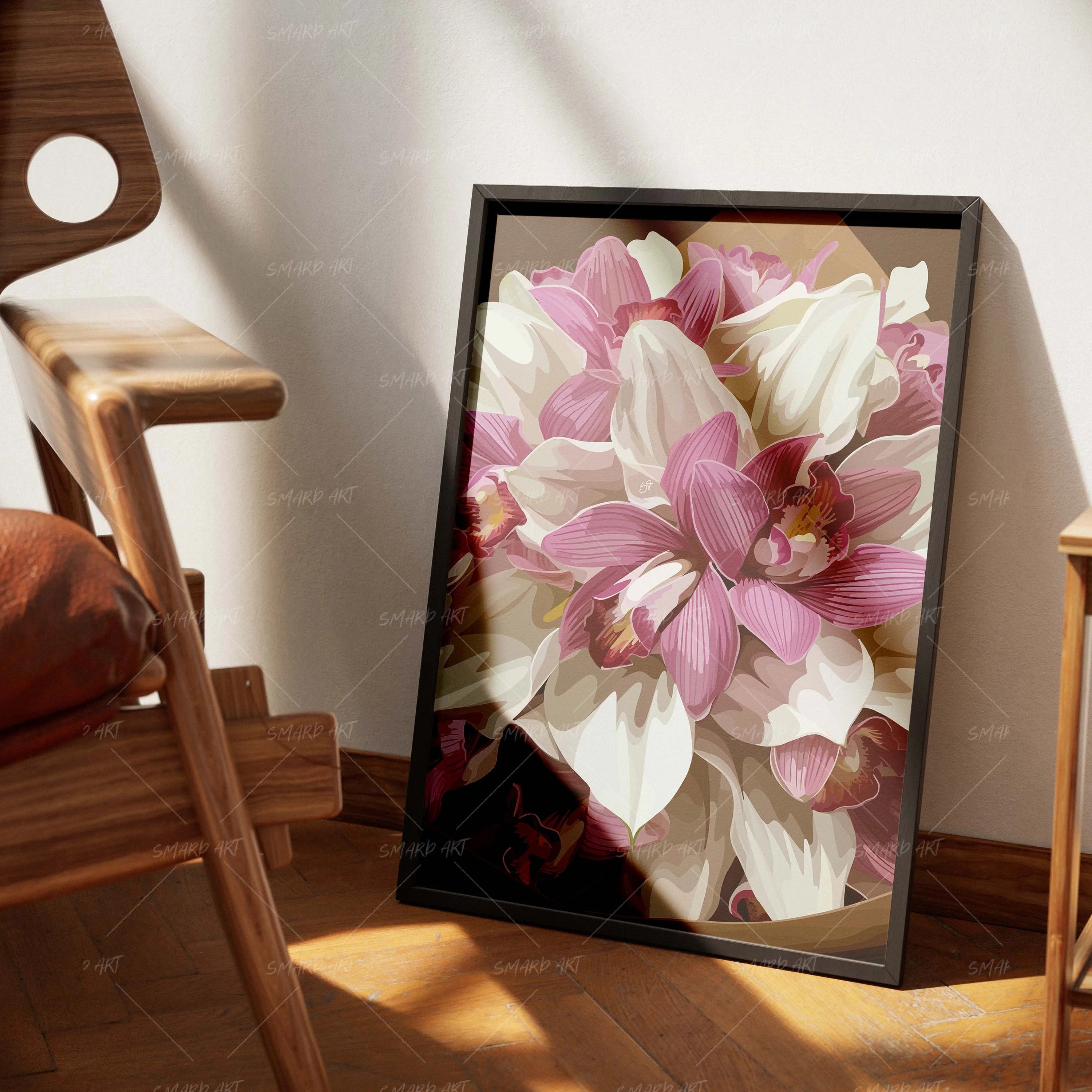 The Bouquet-wall art print featuring decorative artistic design suitable for living rooms, offices, and schools by SmardArt. Elevate your space with Black wall art that speaks to culture, identity, and creativity. At Smard, we celebrate artistry made with melanin, bringing powerful and inspiring designs to life.
