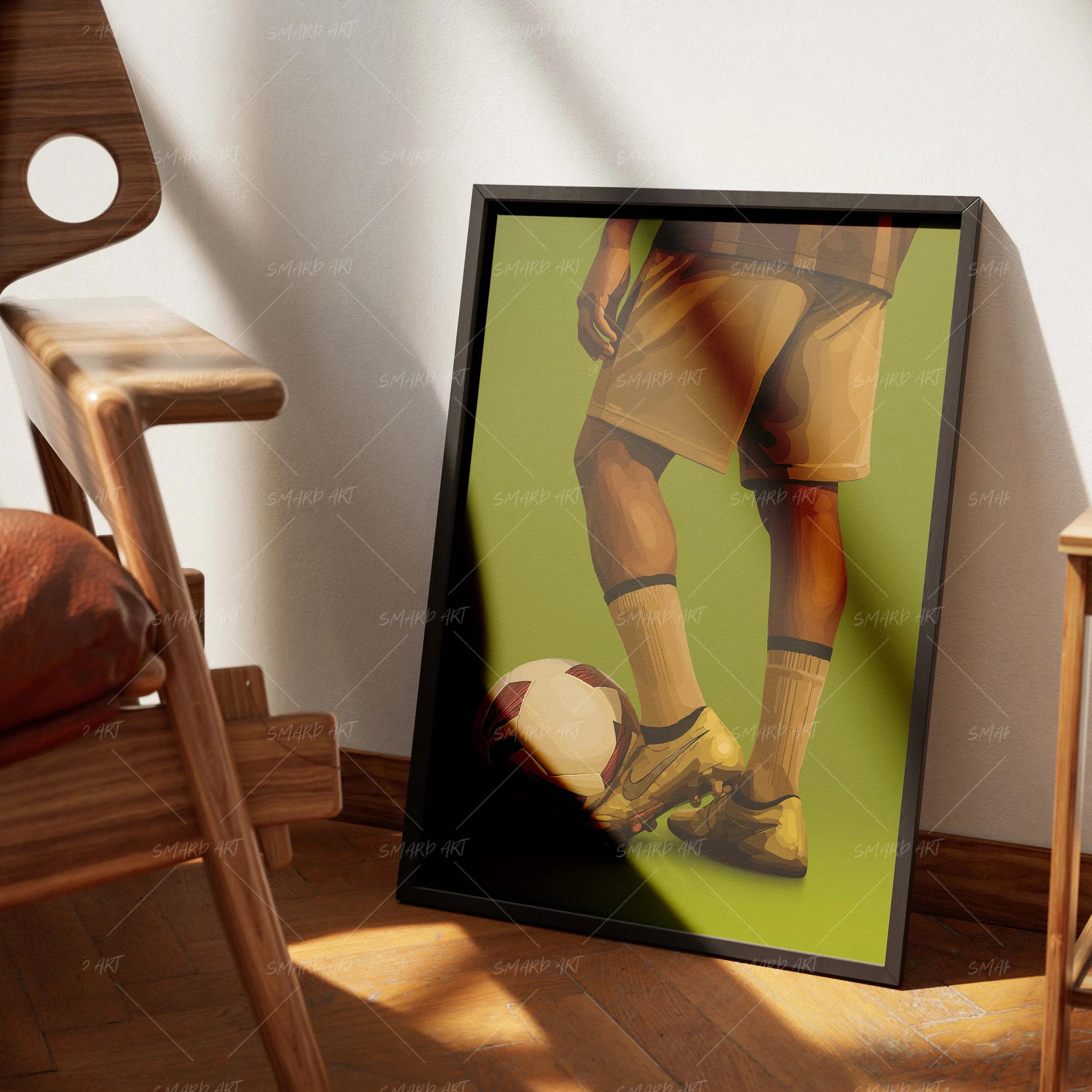 The Kick Off-wall art print featuring decorative artistic design suitable for living rooms, offices, and schools by SmardArt. Elevate your space with Black wall art that speaks to culture, identity, and creativity. At Smard, we celebrate artistry made with melanin, bringing powerful and inspiring designs to life.