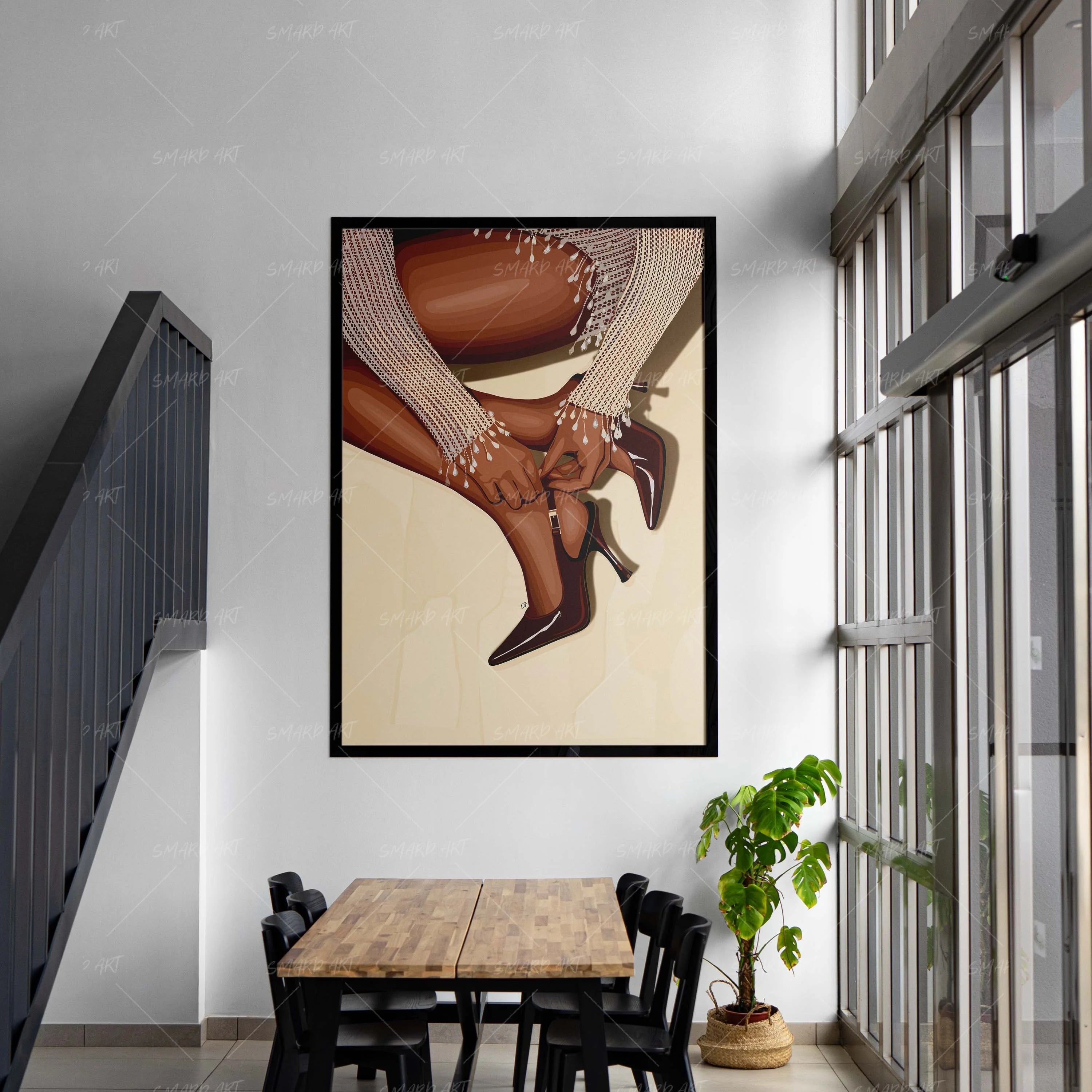 The Low Pose-wall art print featuring decorative artistic design suitable for living rooms, offices, and schools by SmardArt. Elevate your space with Black wall art that speaks to culture, identity, and creativity. At Smard, we celebrate artistry made with melanin, bringing powerful and inspiring designs to life.