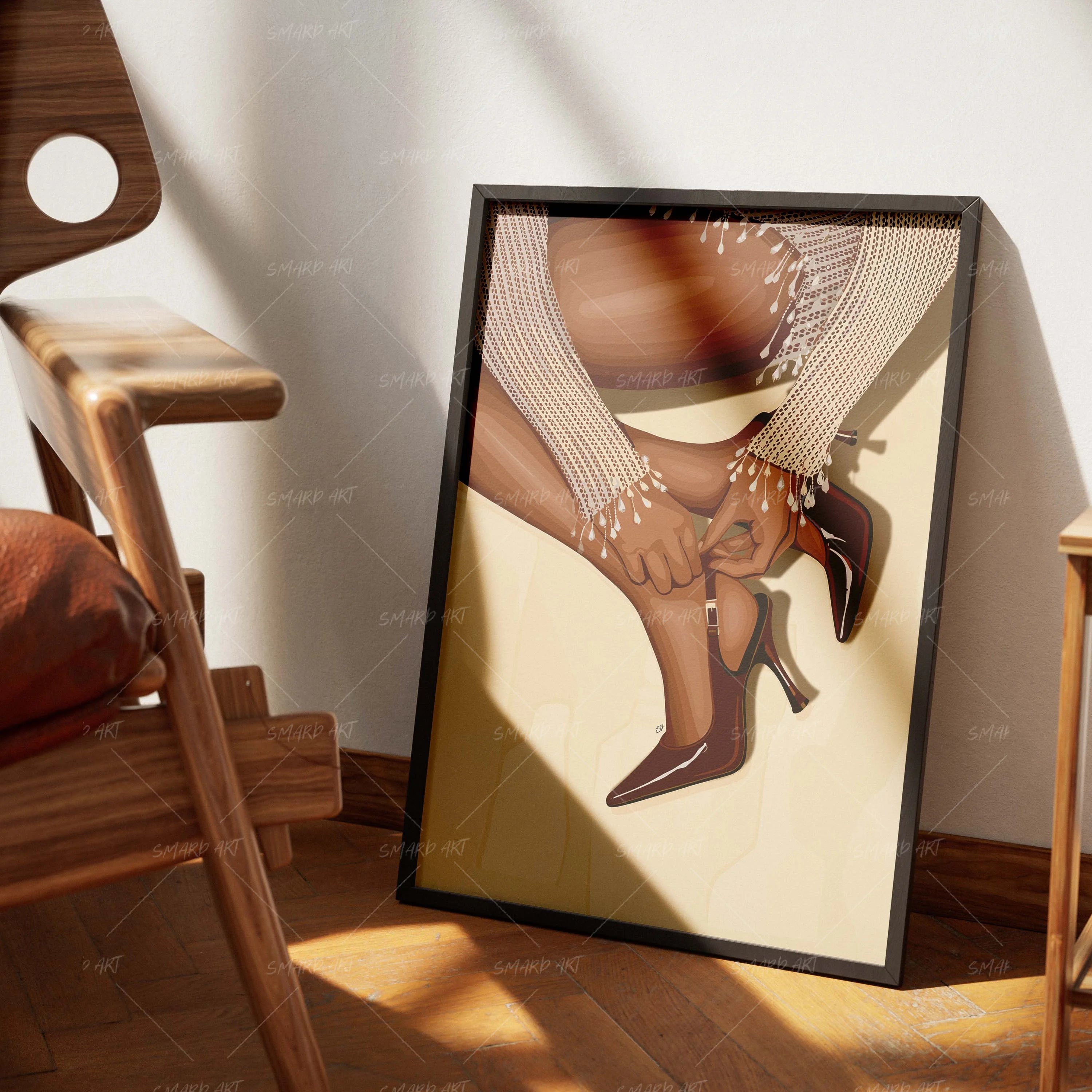 The Low Pose-wall art print featuring decorative artistic design suitable for living rooms, offices, and schools by SmardArt. Elevate your space with Black wall art that speaks to culture, identity, and creativity. At Smard, we celebrate artistry made with melanin, bringing powerful and inspiring designs to life.