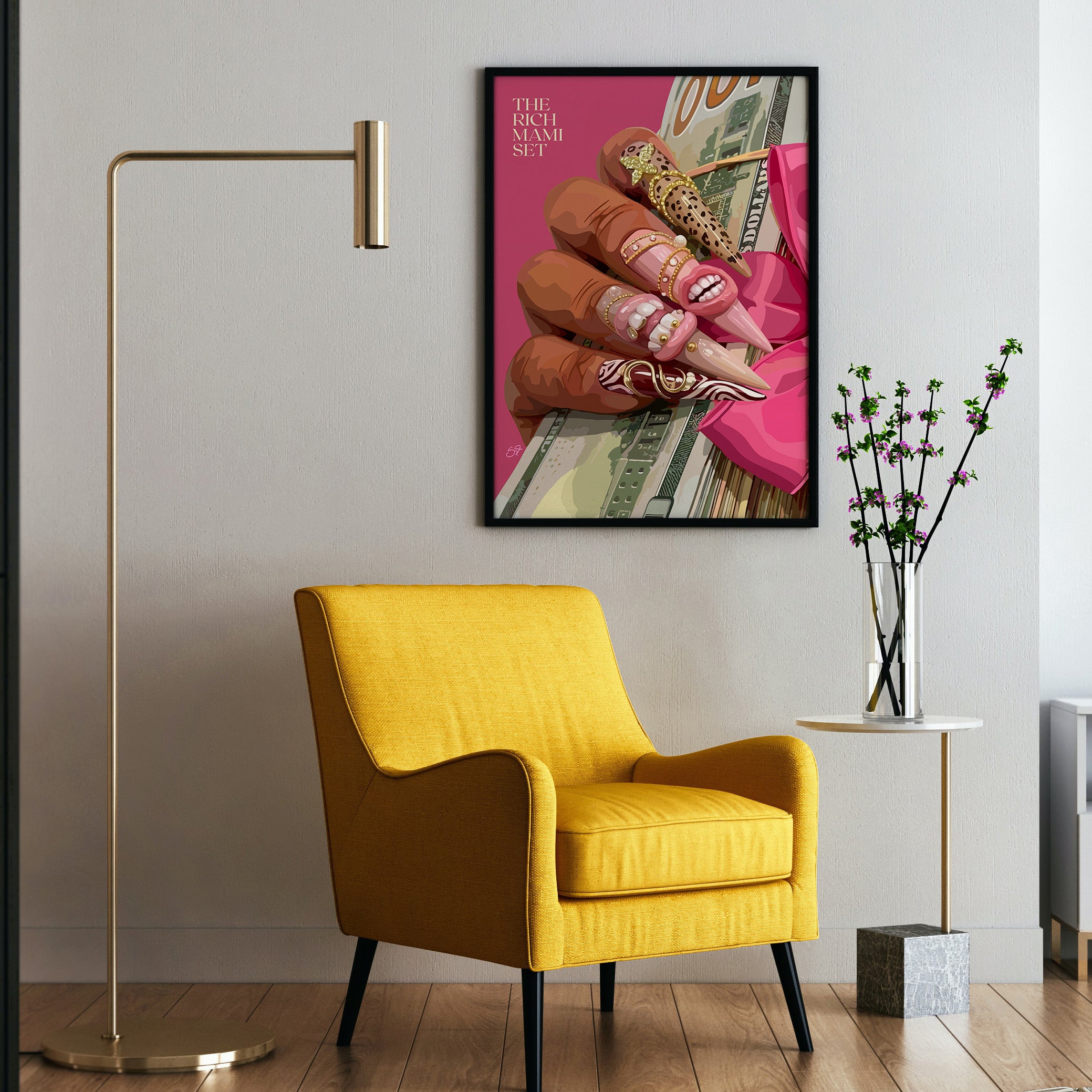 The Rich Mami Set-wall art print featuring decorative artistic design suitable for living rooms, offices, and schools by SmardArt. Elevate your space with Black wall art that speaks to culture, identity, and creativity. At Smard, we celebrate artistry made with melanin, bringing powerful and inspiring designs to life.