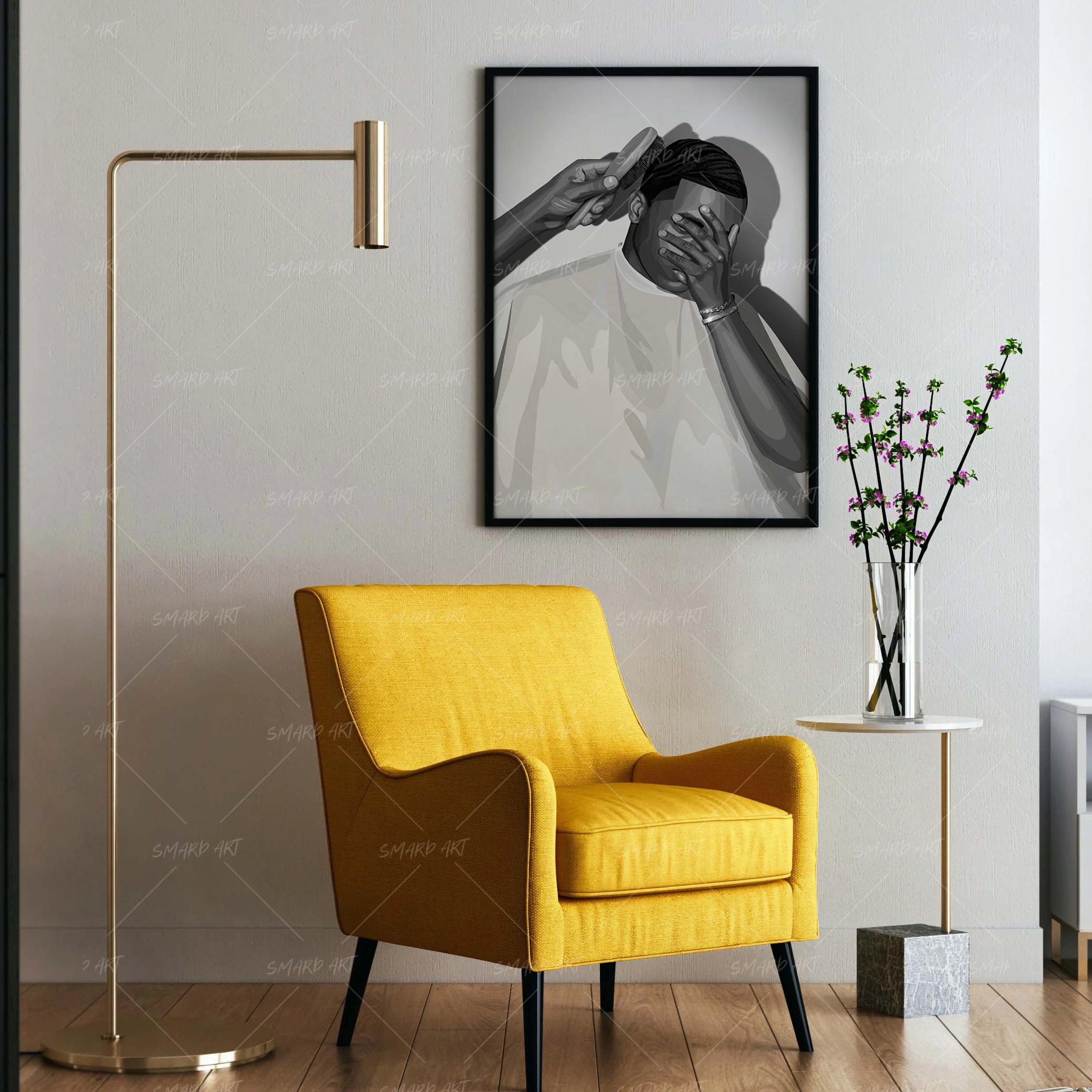 The Touch Up-wall art print featuring decorative artistic design suitable for living rooms, offices, and schools by SmardArt. Elevate your space with Black wall art that speaks to culture, identity, and creativity. At Smard, we celebrate artistry made with melanin, bringing powerful and inspiring designs to life.