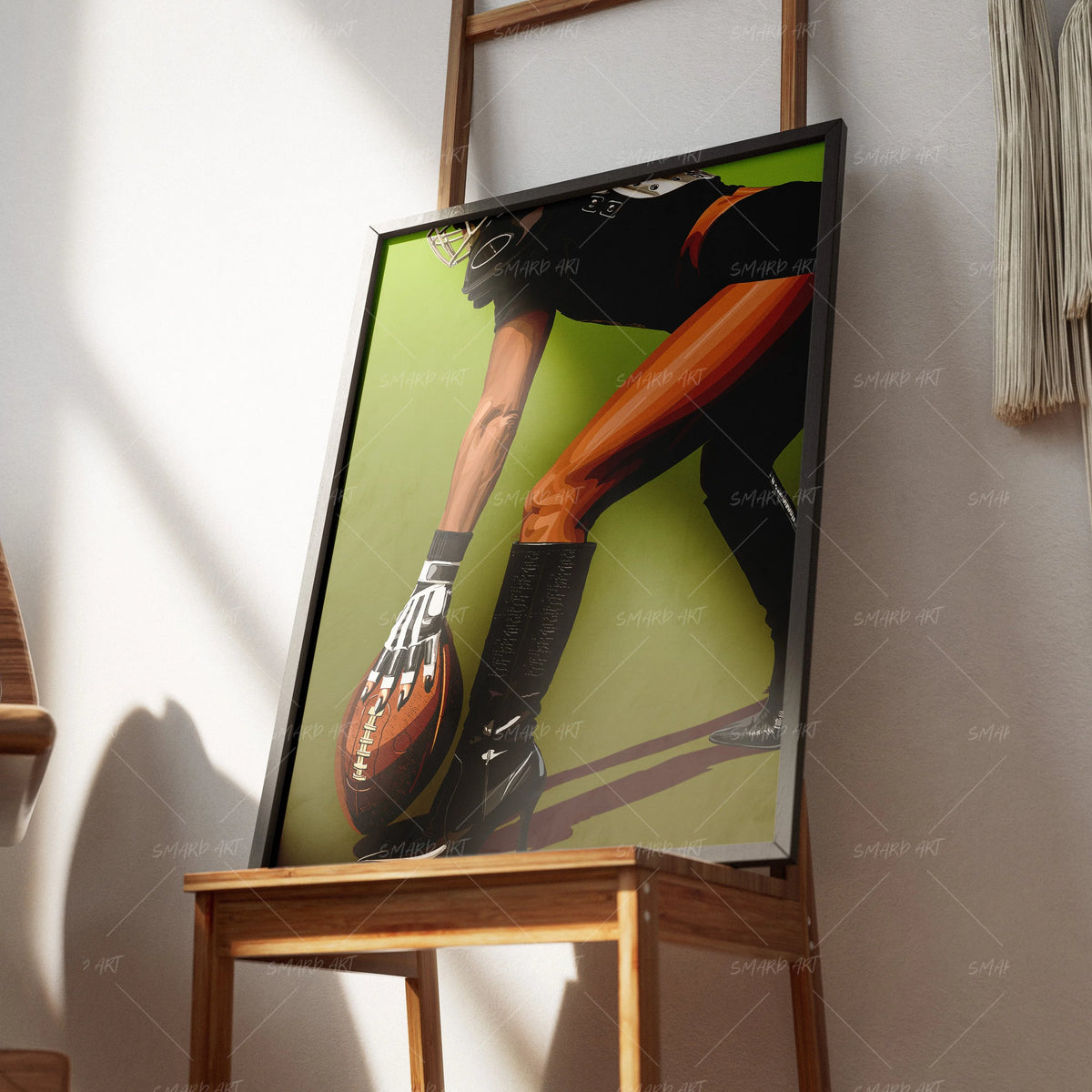 Touchdown-wall art print featuring decorative artistic design suitable for living rooms, offices, and schools by SmardArt. Elevate your space with Black wall art that speaks to culture, identity, and creativity. At Smard, we celebrate artistry made with melanin, bringing powerful and inspiring designs to life.