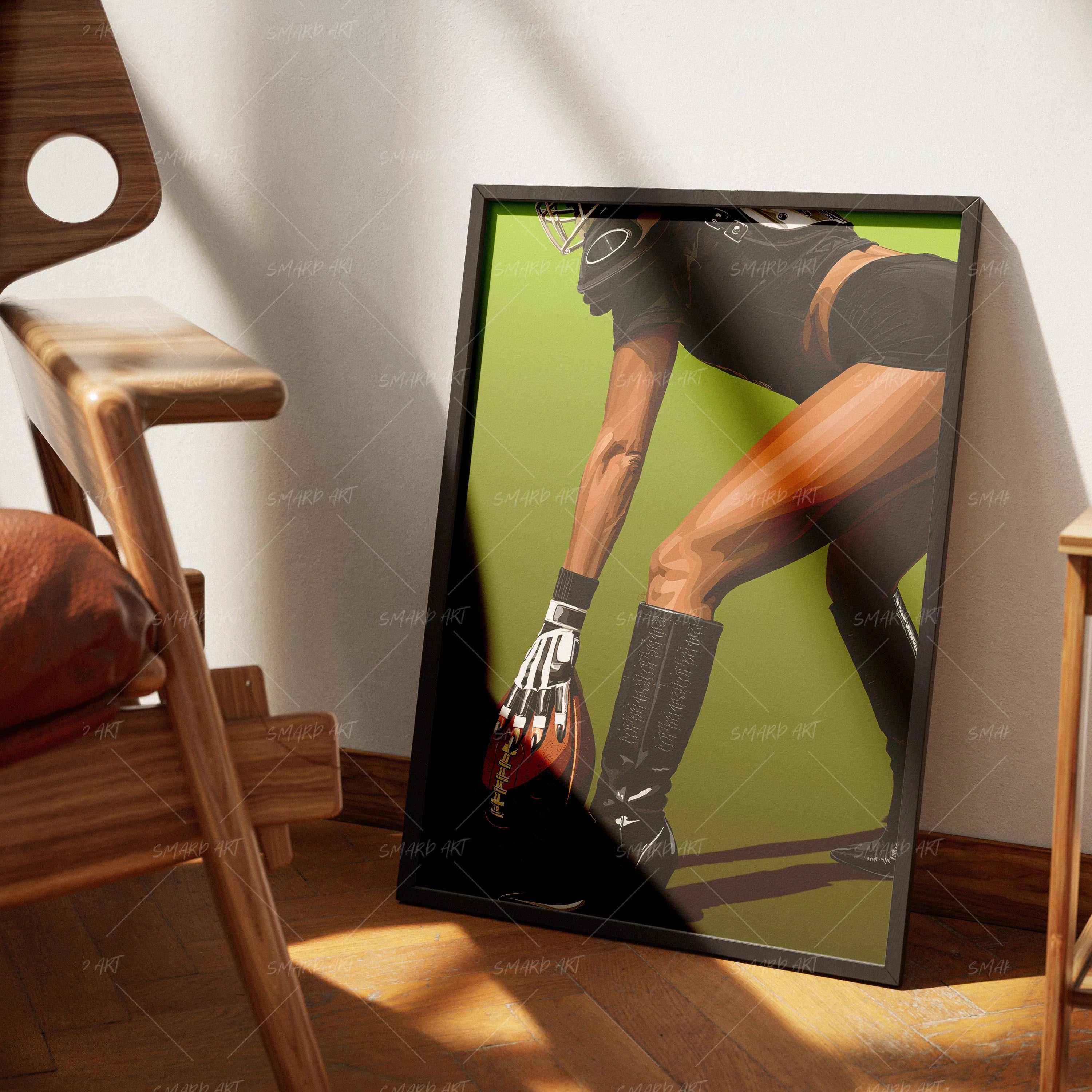 Touchdown-wall art print featuring decorative artistic design suitable for living rooms, offices, and schools by SmardArt. Elevate your space with Black wall art that speaks to culture, identity, and creativity. At Smard, we celebrate artistry made with melanin, bringing powerful and inspiring designs to life.