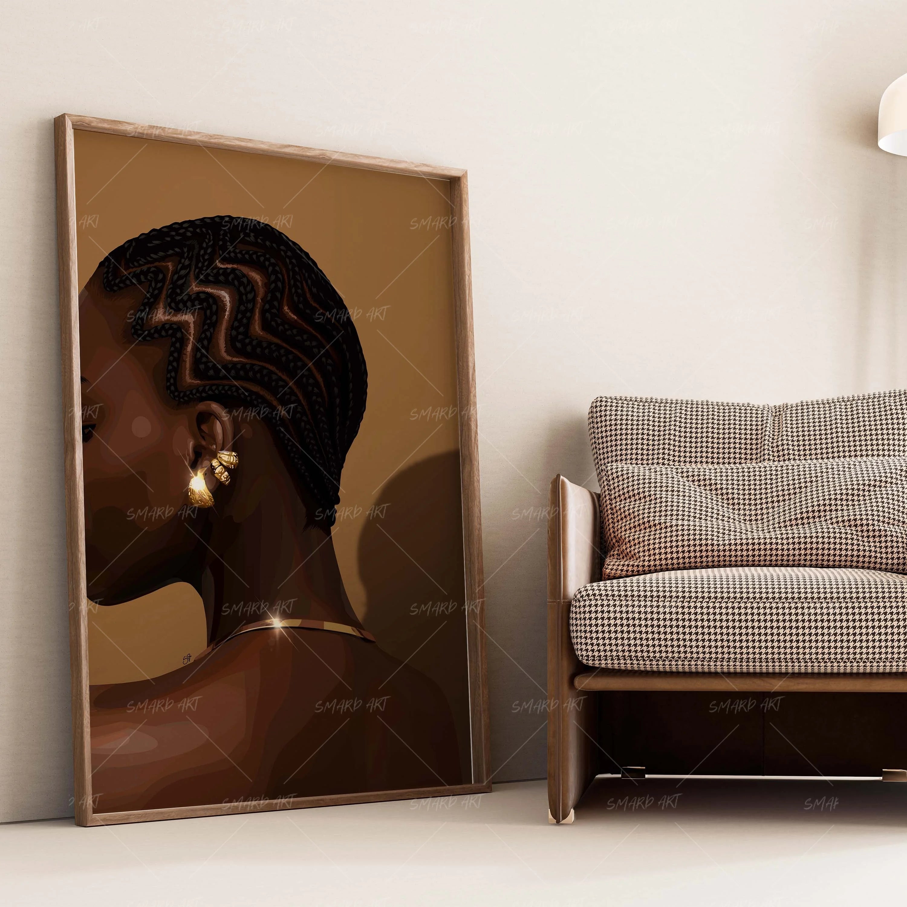 Twist & Treasure-wall art print featuring decorative artistic design suitable for living rooms, offices, and schools by SmardArt. Elevate your space with Black wall art that speaks to culture, identity, and creativity. At Smard, we celebrate artistry made with melanin, bringing powerful and inspiring designs to life.