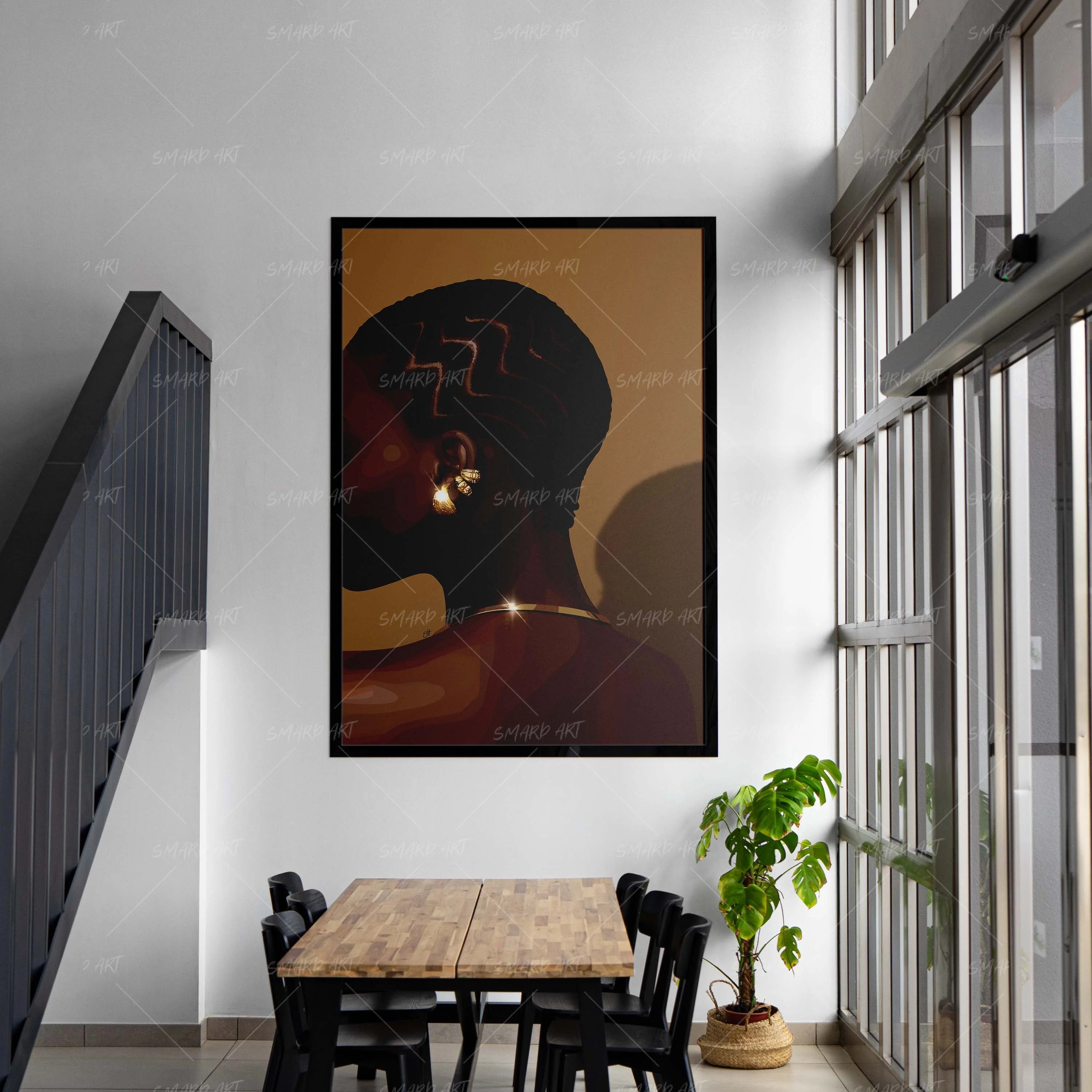Twist & Treasure-wall art print featuring decorative artistic design suitable for living rooms, offices, and schools by SmardArt. Elevate your space with Black wall art that speaks to culture, identity, and creativity. At Smard, we celebrate artistry made with melanin, bringing powerful and inspiring designs to life.