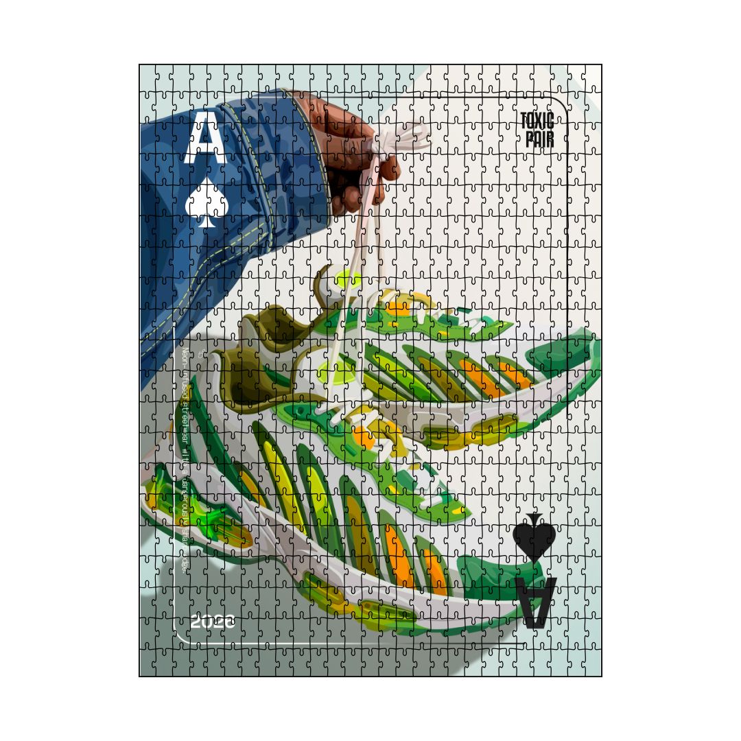 Toxic Pair Puzzle-wall art print featuring decorative artistic design suitable for living rooms, offices, and schools by SmardArt. Elevate your space with Black wall art that speaks to culture, identity, and creativity. At Smard, we celebrate artistry made with melanin, bringing powerful and inspiring designs to life.