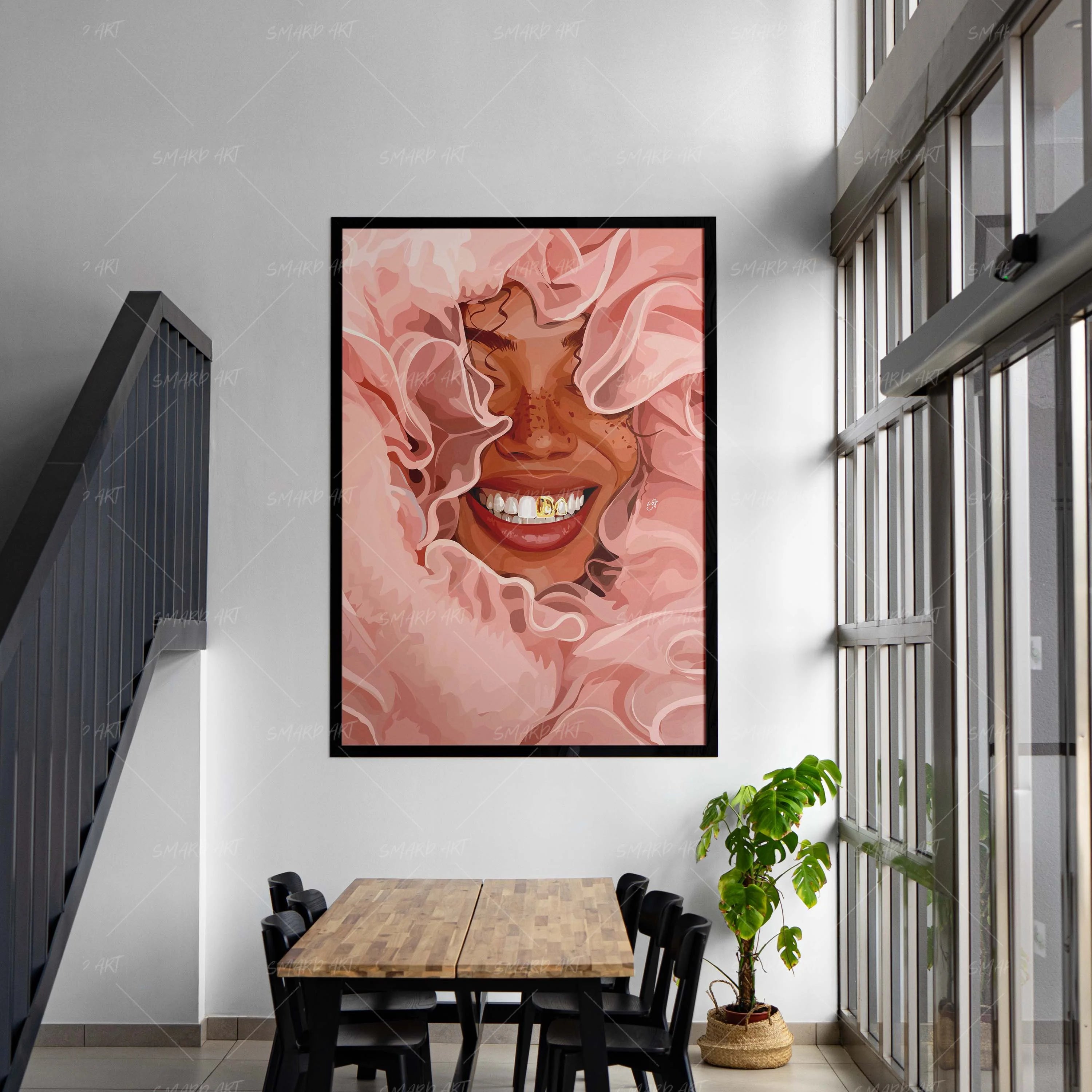 Under The Ruffles-wall art print featuring decorative artistic design suitable for living rooms, offices, and schools by SmardArt. Elevate your space with Black wall art that speaks to culture, identity, and creativity. At Smard, we celebrate artistry made with melanin, bringing powerful and inspiring designs to life.