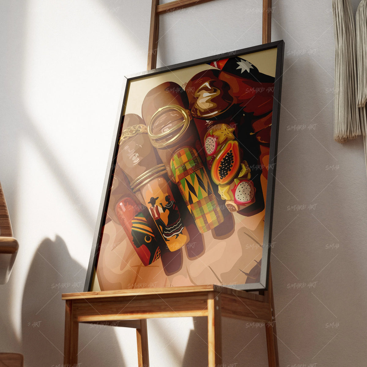 Uñas de la Cultura-wall art print featuring decorative artistic design suitable for living rooms, offices, and schools by SmardArt. Elevate your space with Black wall art that speaks to culture, identity, and creativity. At Smard, we celebrate artistry made with melanin, bringing powerful and inspiring designs to life.