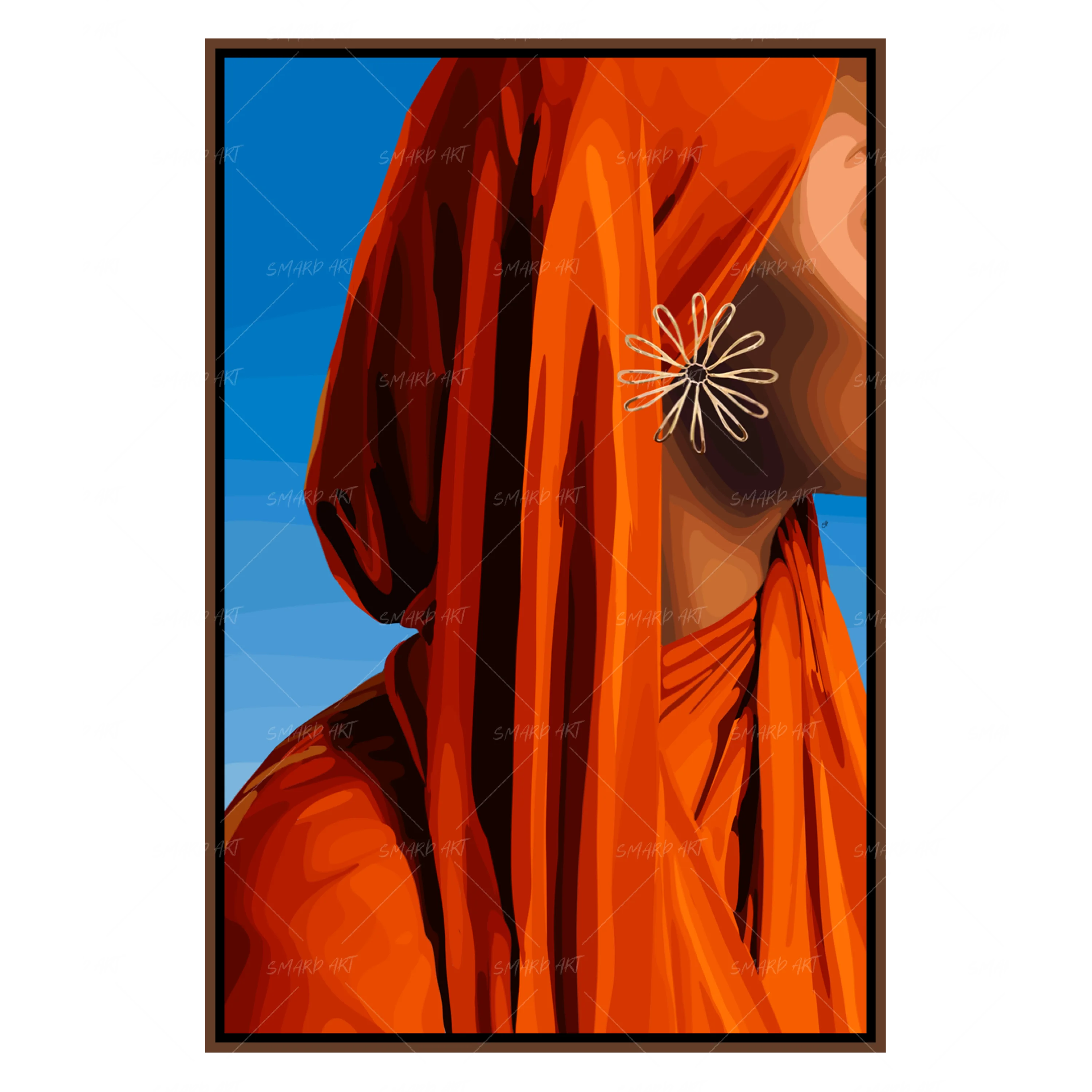 Veiled Radiance-wall art print featuring decorative artistic design suitable for living rooms, offices, and schools by SmardArt. Elevate your space with Black wall art that speaks to culture, identity, and creativity. At Smard, we celebrate artistry made with melanin, bringing powerful and inspiring designs to life.