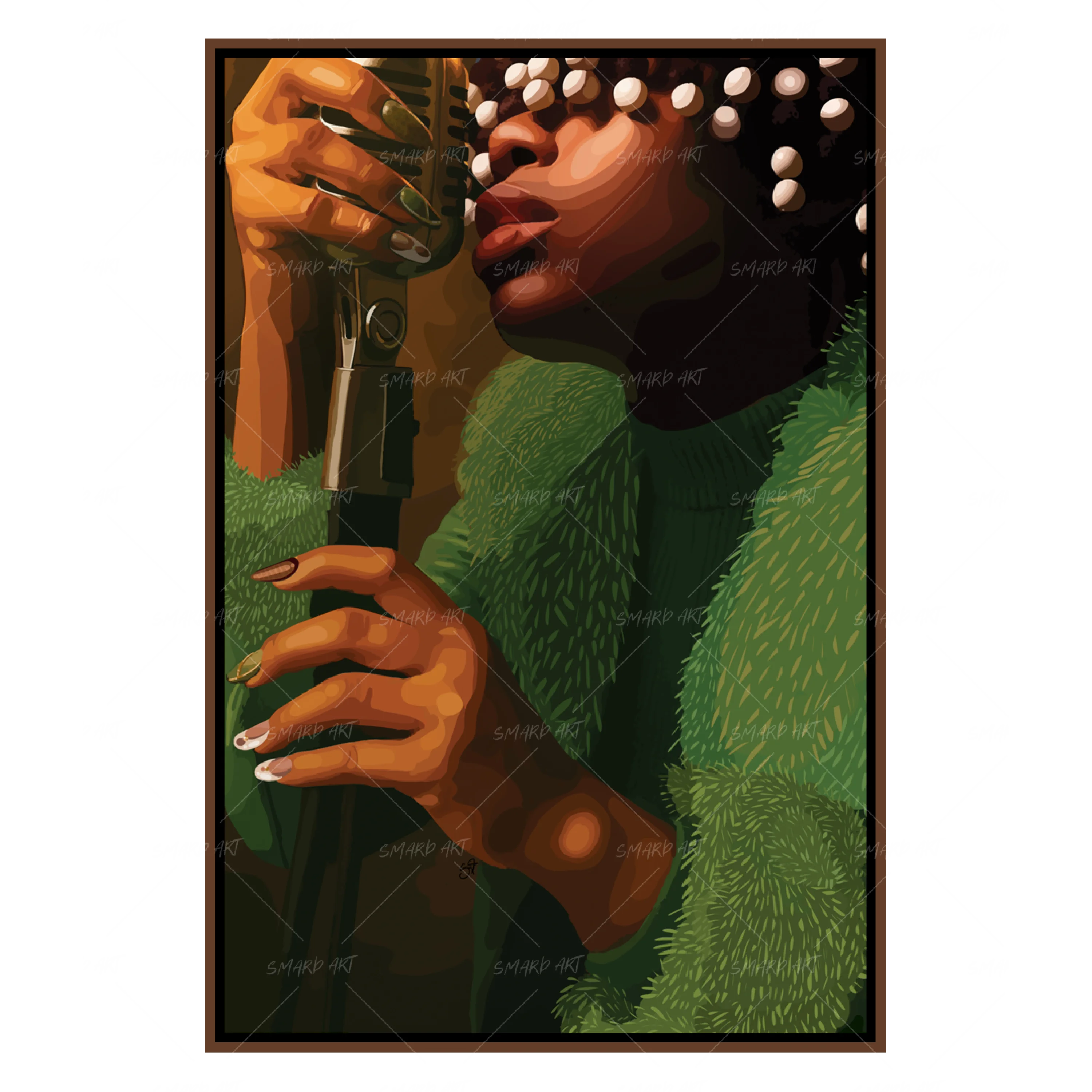 Voice Unveiled-wall art print featuring decorative artistic design suitable for living rooms, offices, and schools by SmardArt. Elevate your space with Black wall art that speaks to culture, identity, and creativity. At Smard, we celebrate artistry made with melanin, bringing powerful and inspiring designs to life.