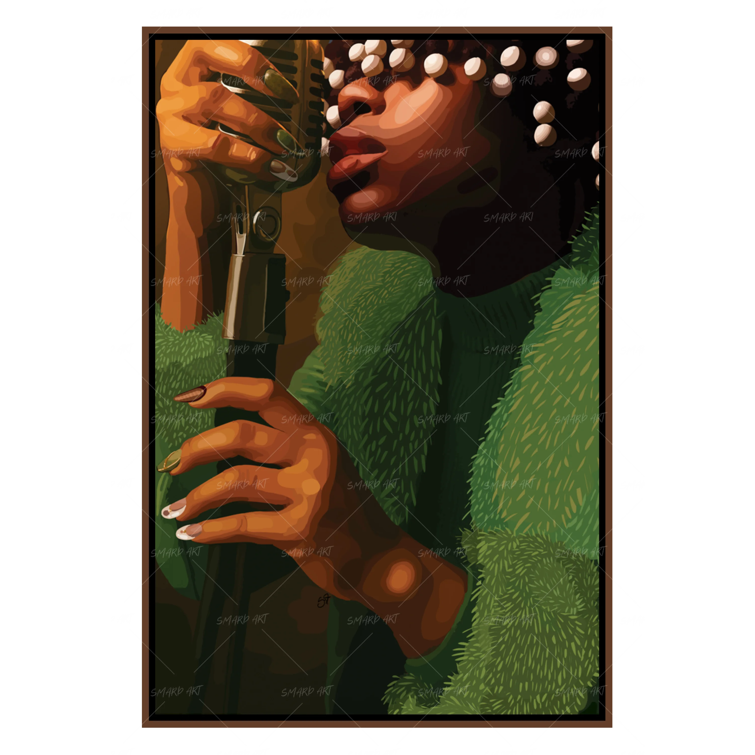 Voice Unveiled-wall art print featuring decorative artistic design suitable for living rooms, offices, and schools by SmardArt. Elevate your space with Black wall art that speaks to culture, identity, and creativity. At Smard, we celebrate artistry made with melanin, bringing powerful and inspiring designs to life.