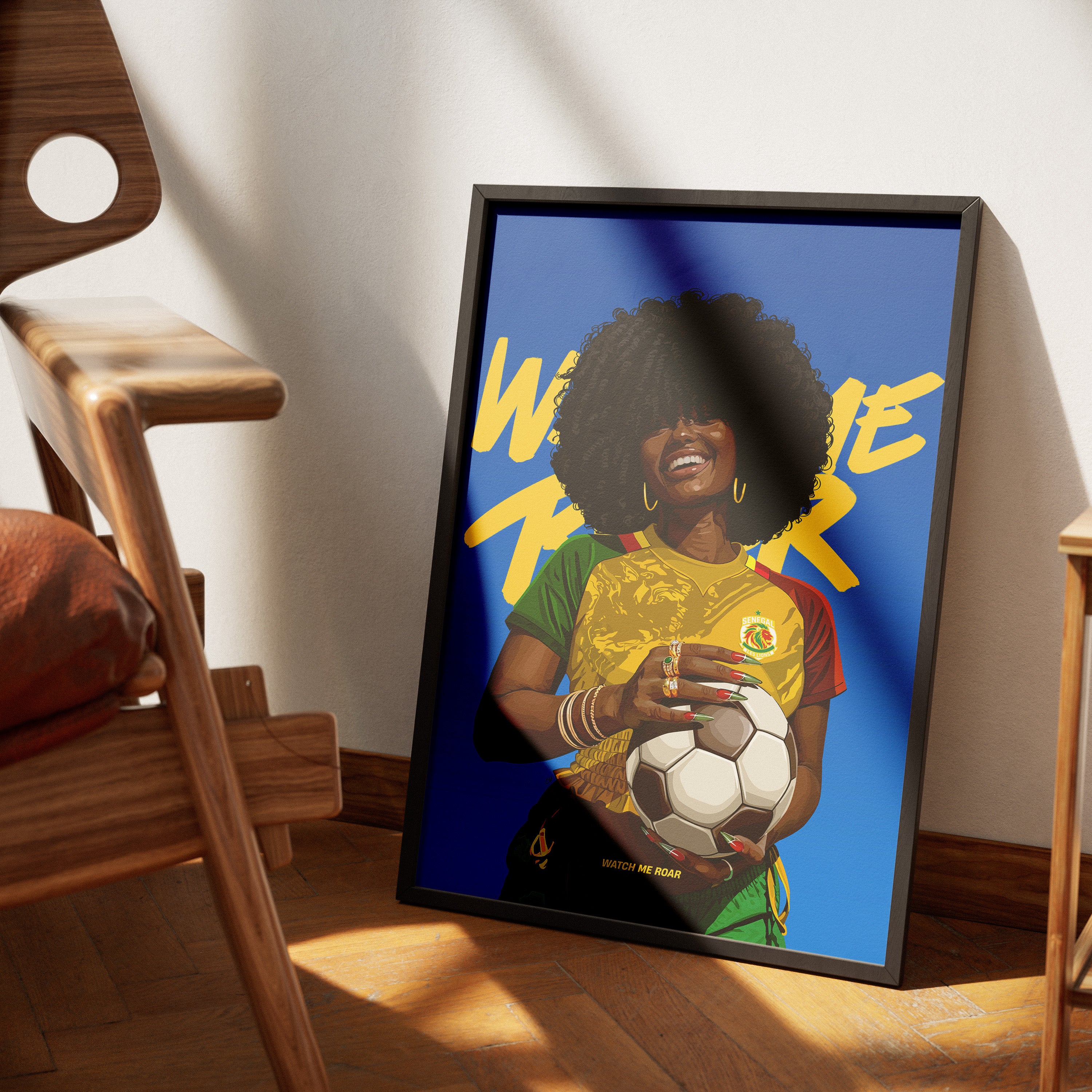 Watch Me Roar-wall art print featuring decorative artistic design suitable for living rooms, offices, and schools by SmardArt. Elevate your space with Black wall art that speaks to culture, identity, and creativity. At Smard, we celebrate artistry made with melanin, bringing powerful and inspiring designs to life.